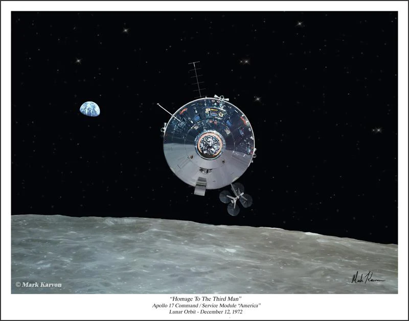 APOLLO 17 CSM "AMERICA" - "HOMAGE TO THE THIRD MAN" Print