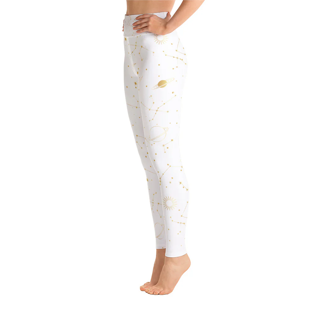 Astral Yoga Leggings in white and gold