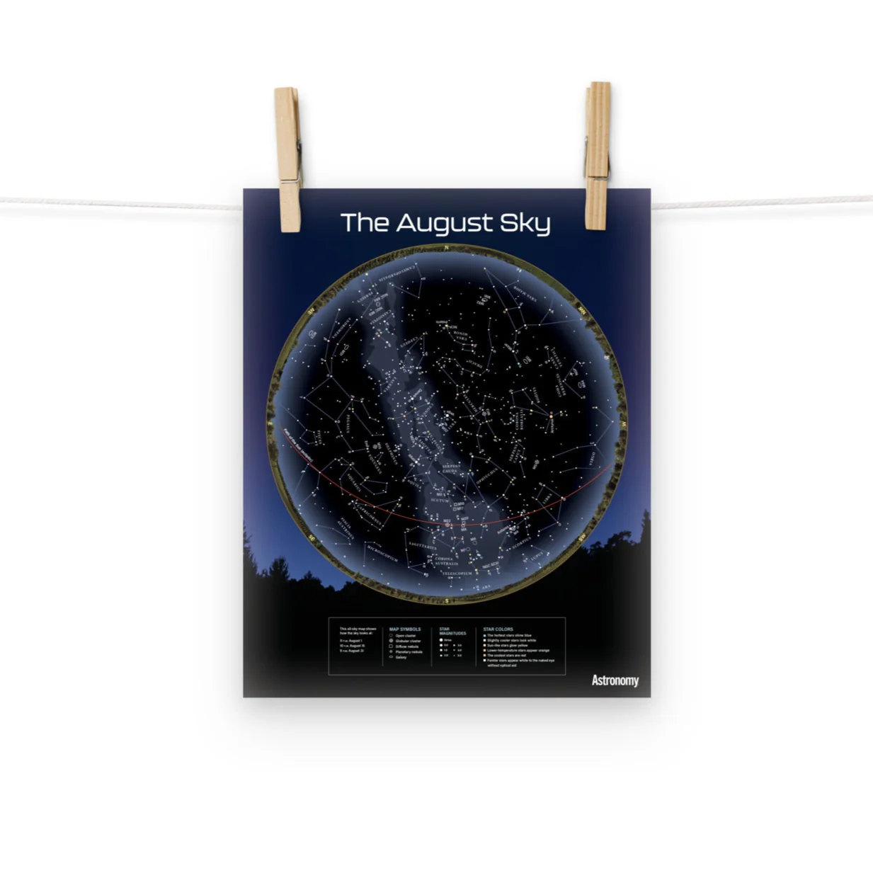 August Sky Map - 8"x10"