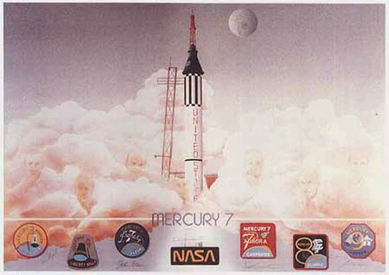 Autographed Limited Edition Set of Mercury and Soyuz Lithographs (matching numbered set) - Image 2