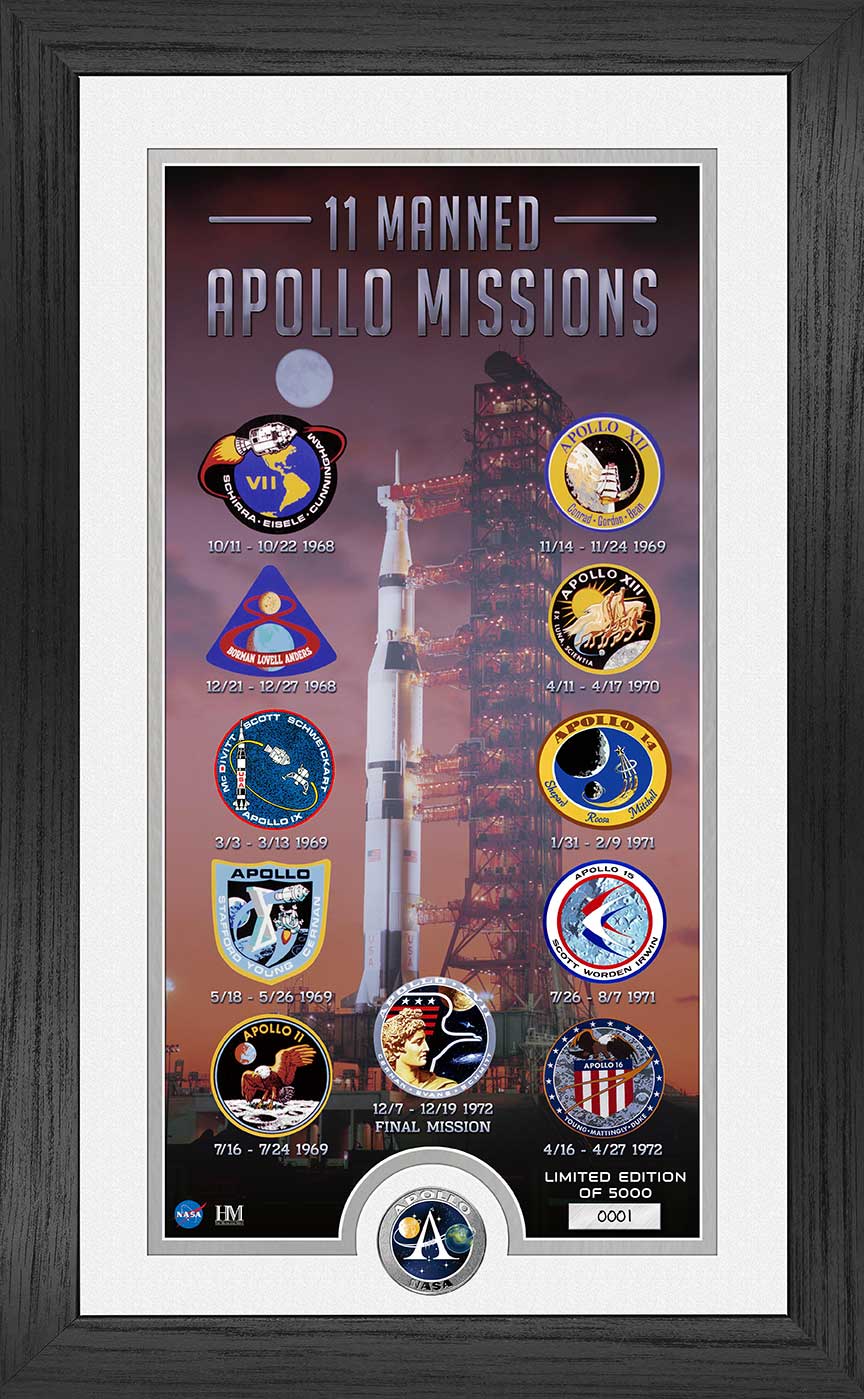 *BEAUTIFUL COLLAGE PHOTO OF THE 11 MANNED APOLLO MISSIONS PATCHES