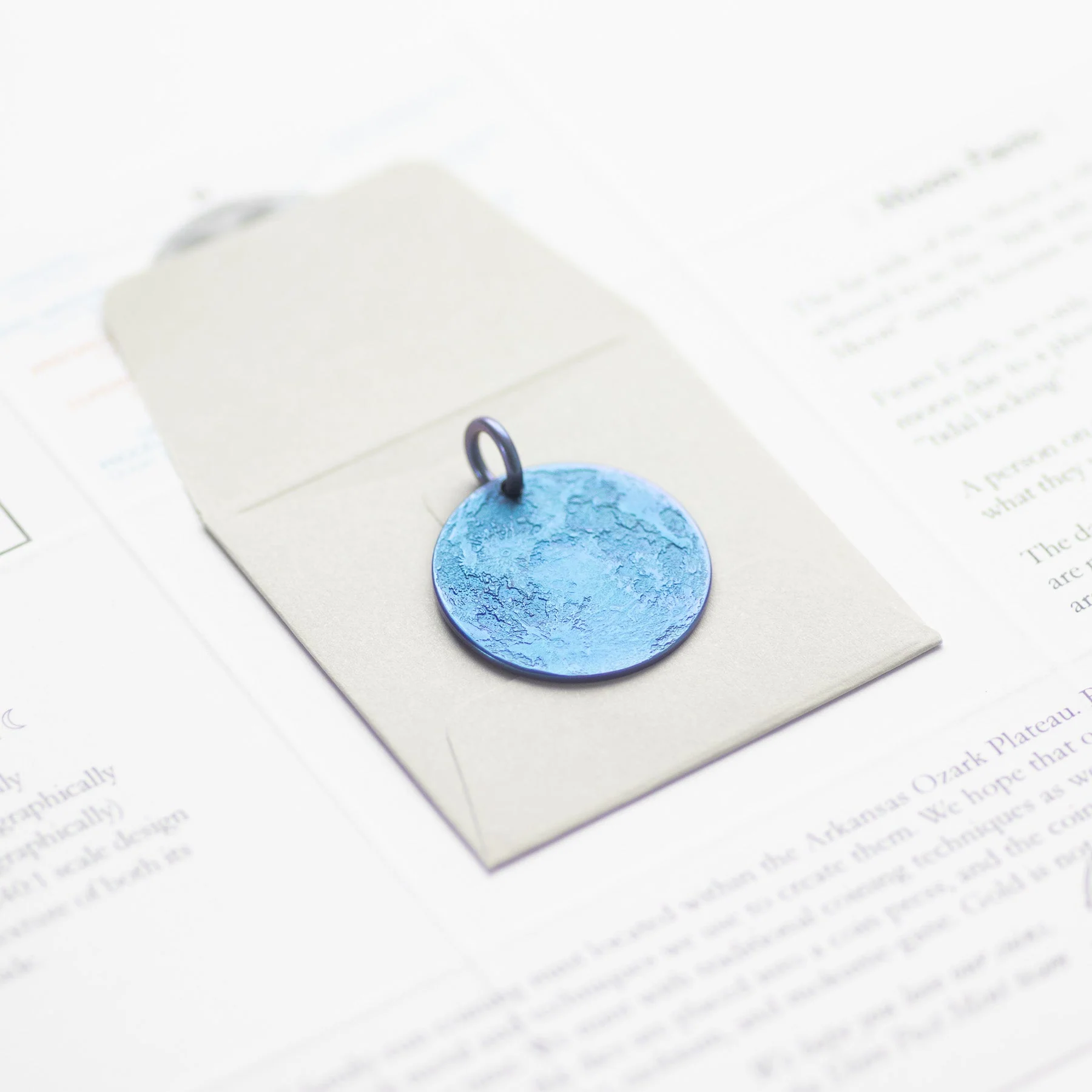 Blue Moon Necklace - 1 in / 26 mm Anodized Niobium Charm or Pendant - Image 2