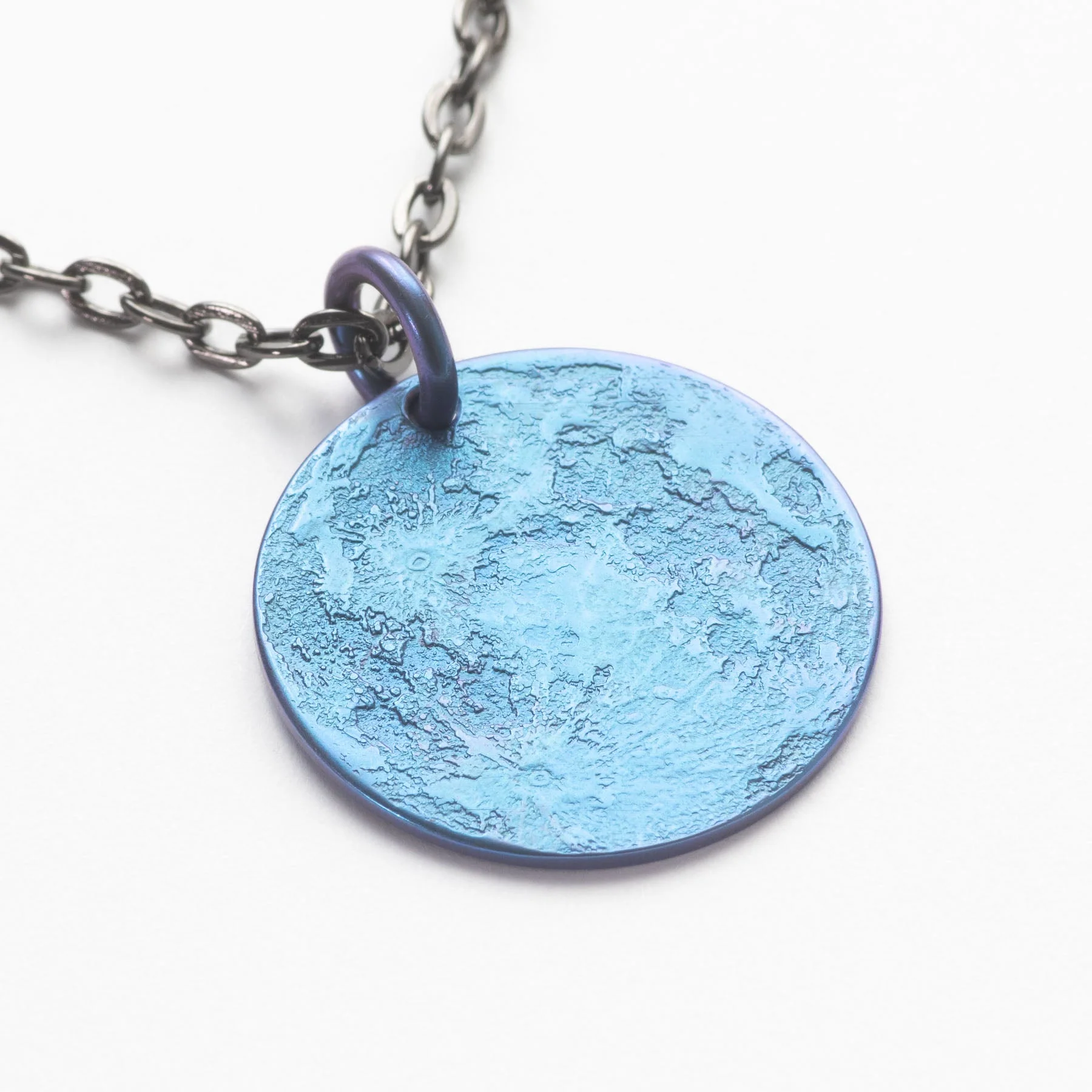 Blue Moon Necklace - 1 in / 26 mm Anodized Niobium Charm or Pendant - Image 3