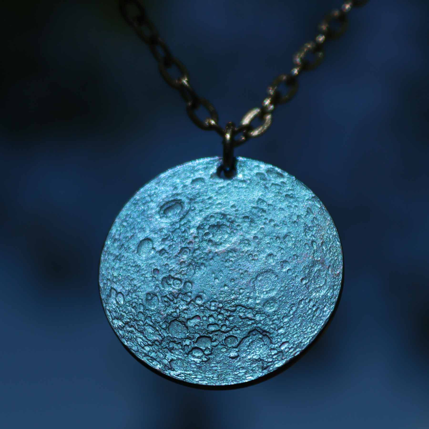 Blue Moon Necklace - 1 in / 26 mm Anodized Niobium Charm or Pendant - Image 6