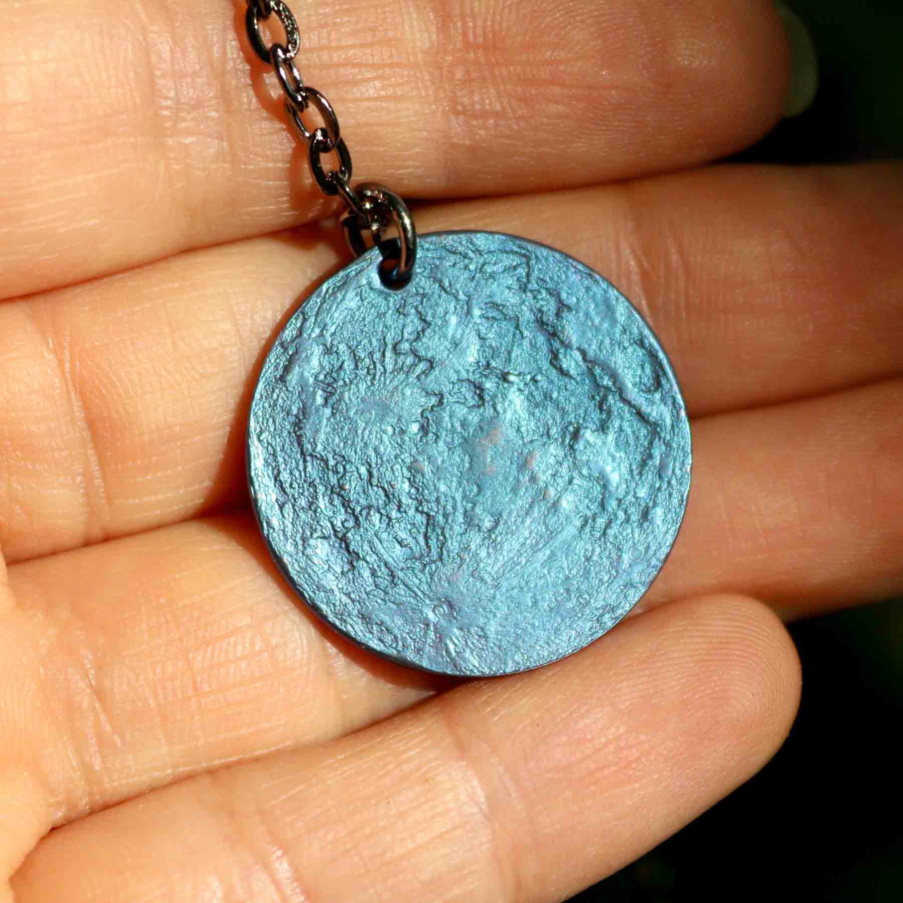 Blue Moon Necklace - 1 in / 26 mm Anodized Niobium Charm or Pendant - Image 7
