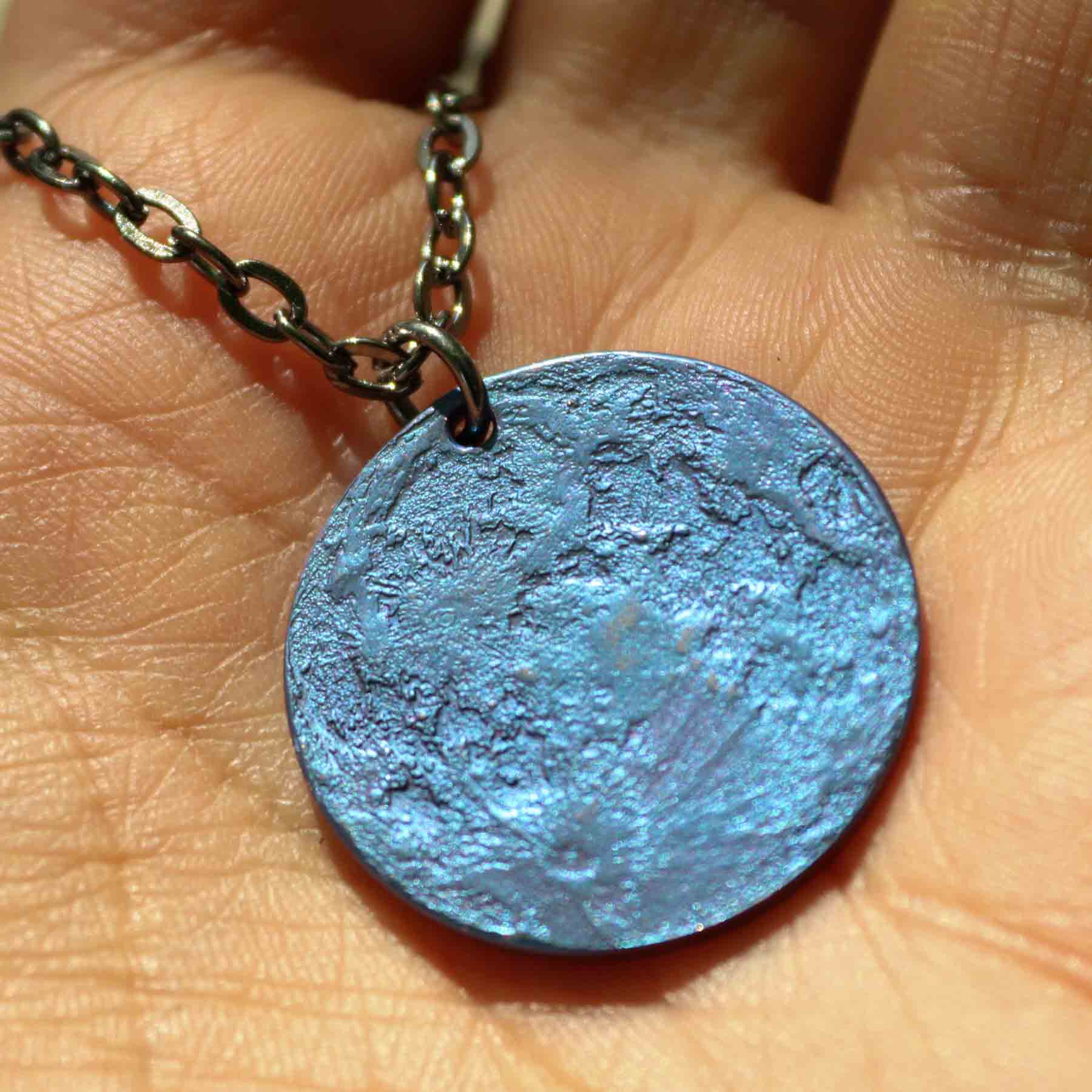 Blue Moon Necklace - 1 in / 26 mm Anodized Niobium Charm or Pendant - Image 8