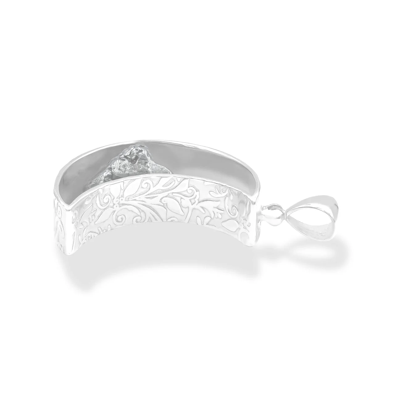 Campo del Cielo Meteorite Crescent Moon Pendant in Sterling Silver - Image 5