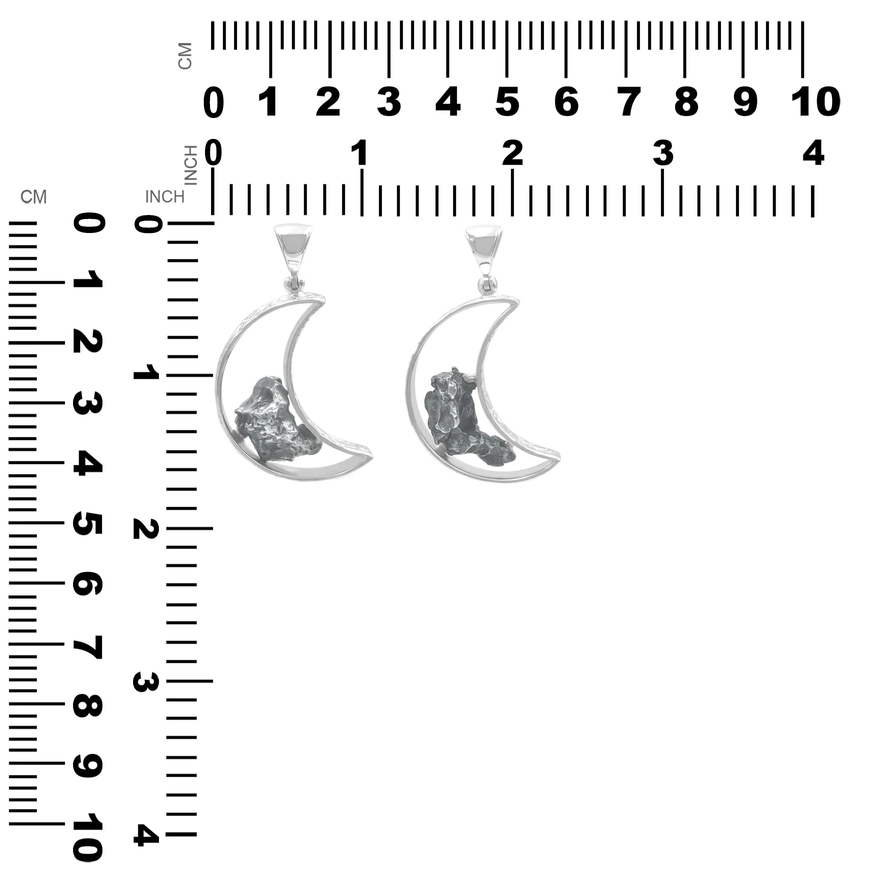 Campo del Cielo Meteorite Crescent Moon Pendant in Sterling Silver - Image 6