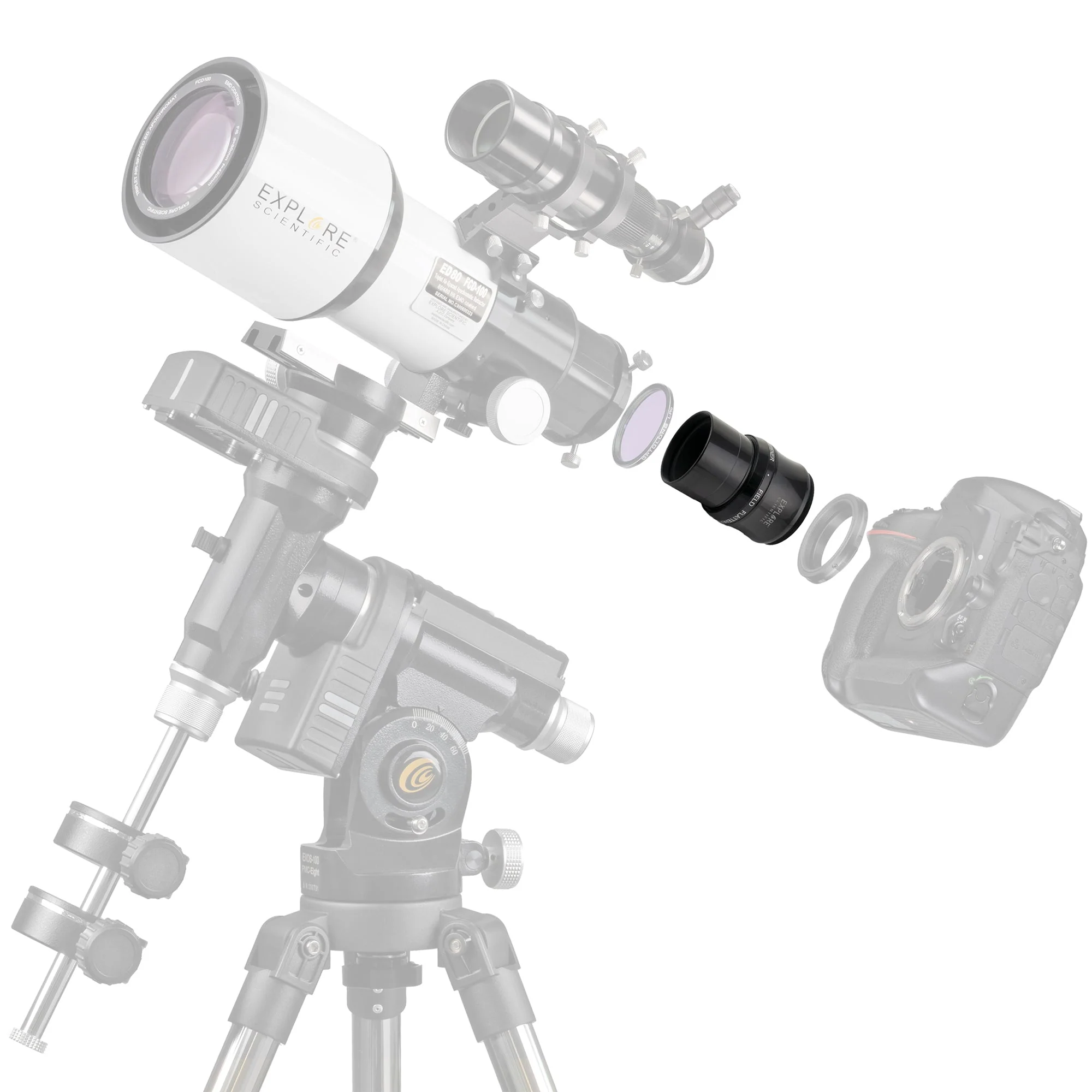 Explore Scientific ED80-FCD100 Series Air-Spaced Triplet Refractor Telescope and Field Flattener f/5 to f/7 - FCD100-0806-02-FF - Image 6