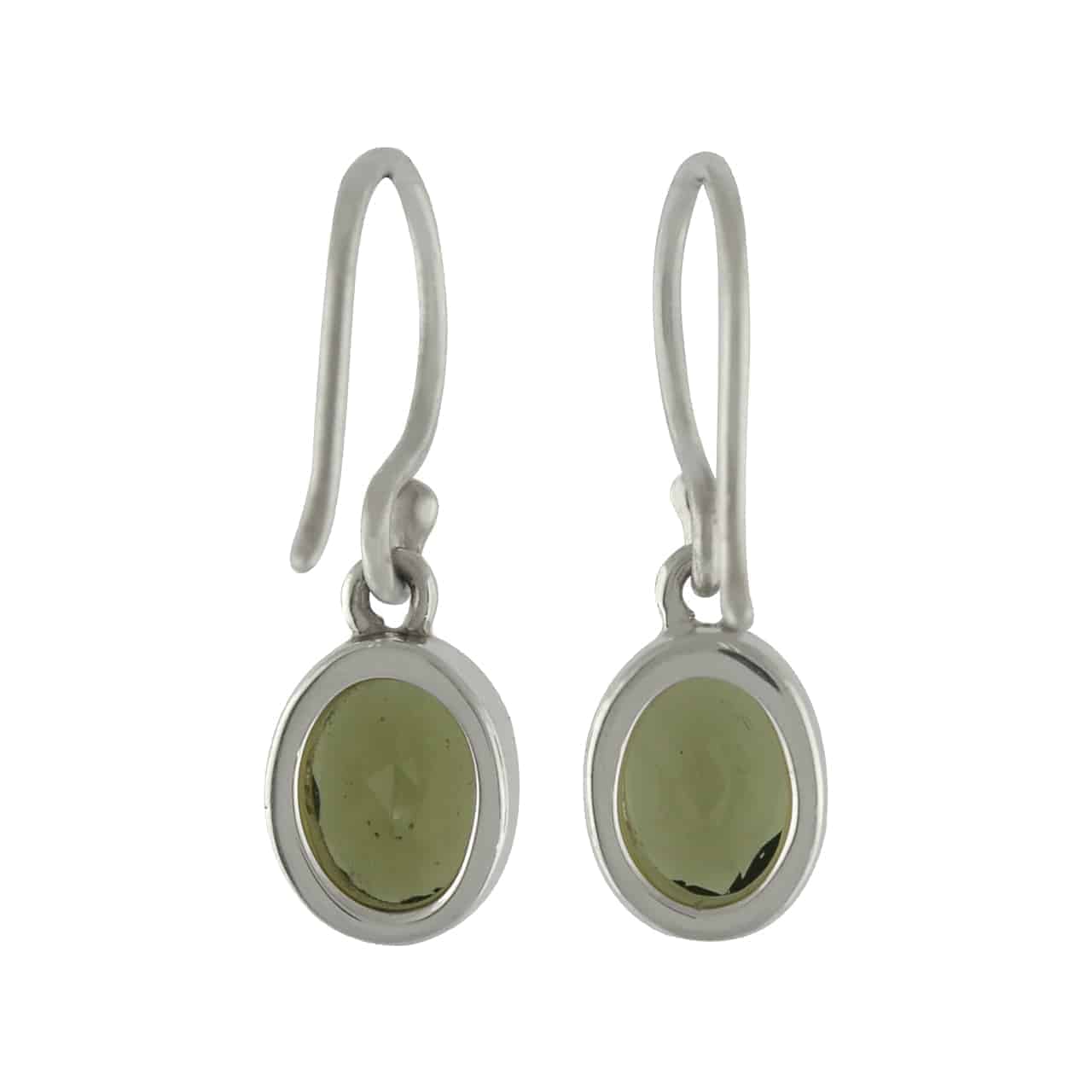 Faceted Oval Moldavite Earrings in Sterling Silver - Image 3
