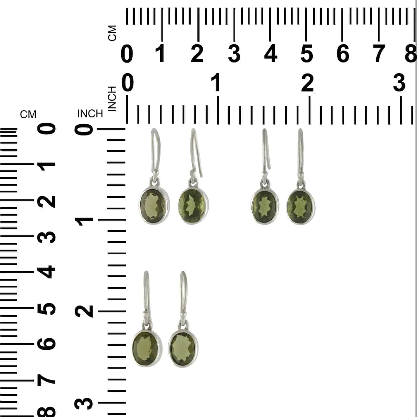 Faceted Oval Moldavite Earrings in Sterling Silver - Image 5