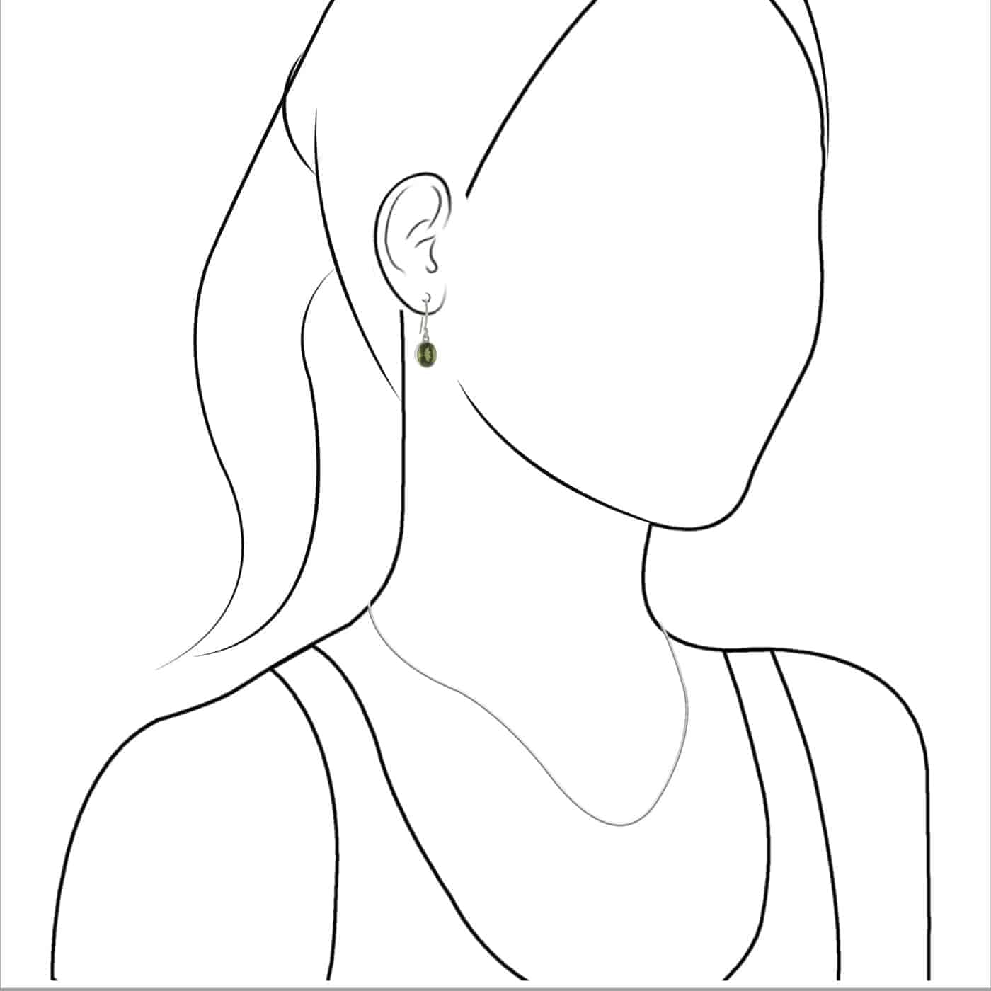 Faceted Oval Moldavite Earrings in Sterling Silver - Image 6