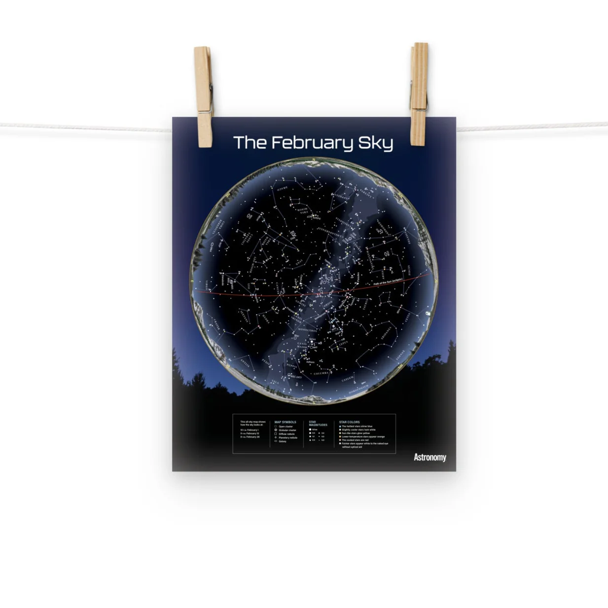 February Sky Map - 8"x10"