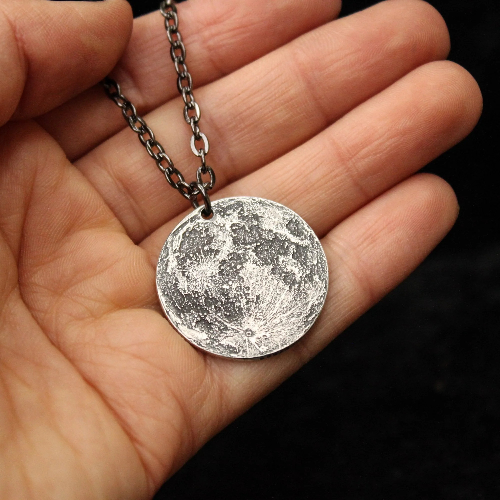 Full Moon Silver Necklace or Charm - Image 9