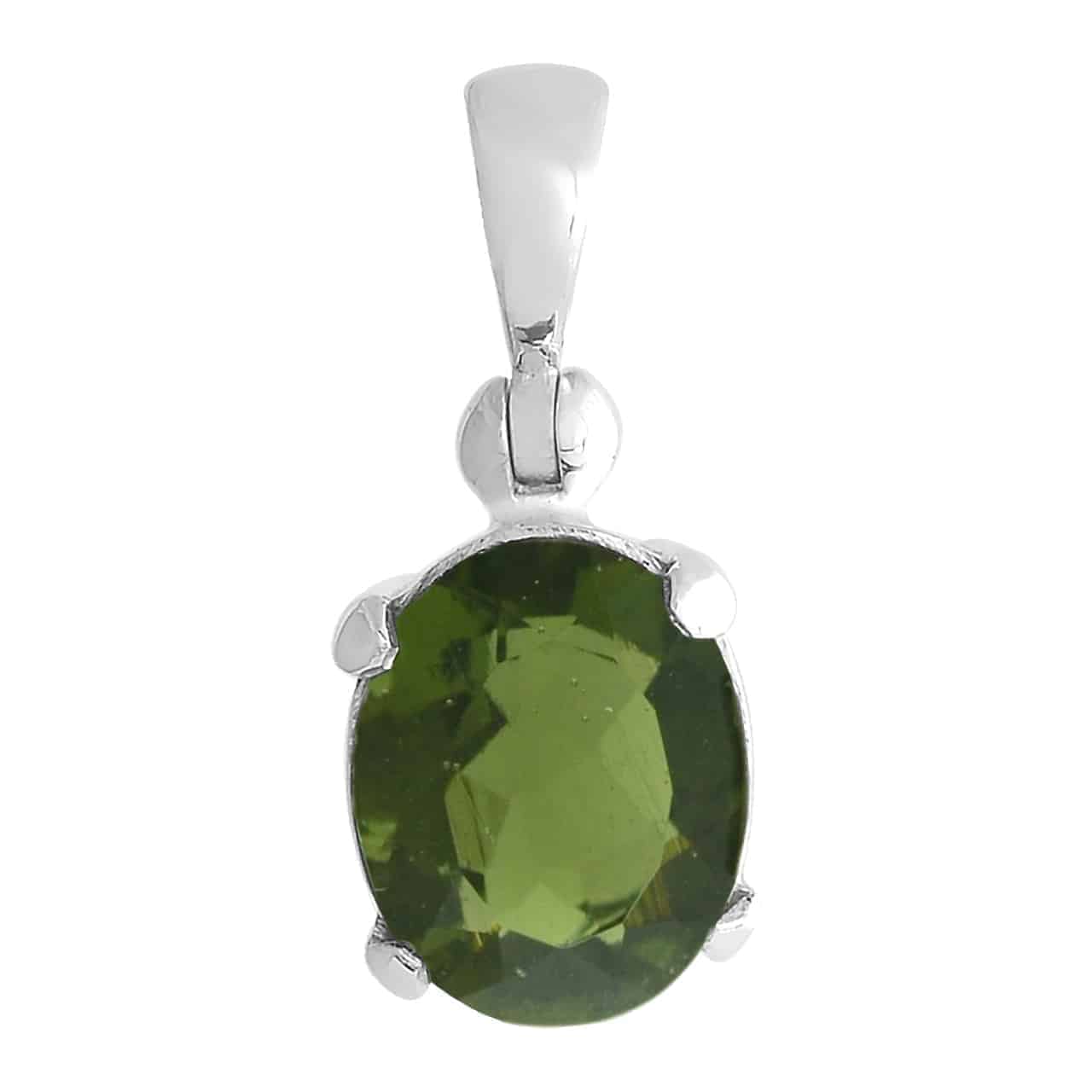 Genuine Faceted Moldavite 2 Carat Pendant in Sterling Silver - Image 3