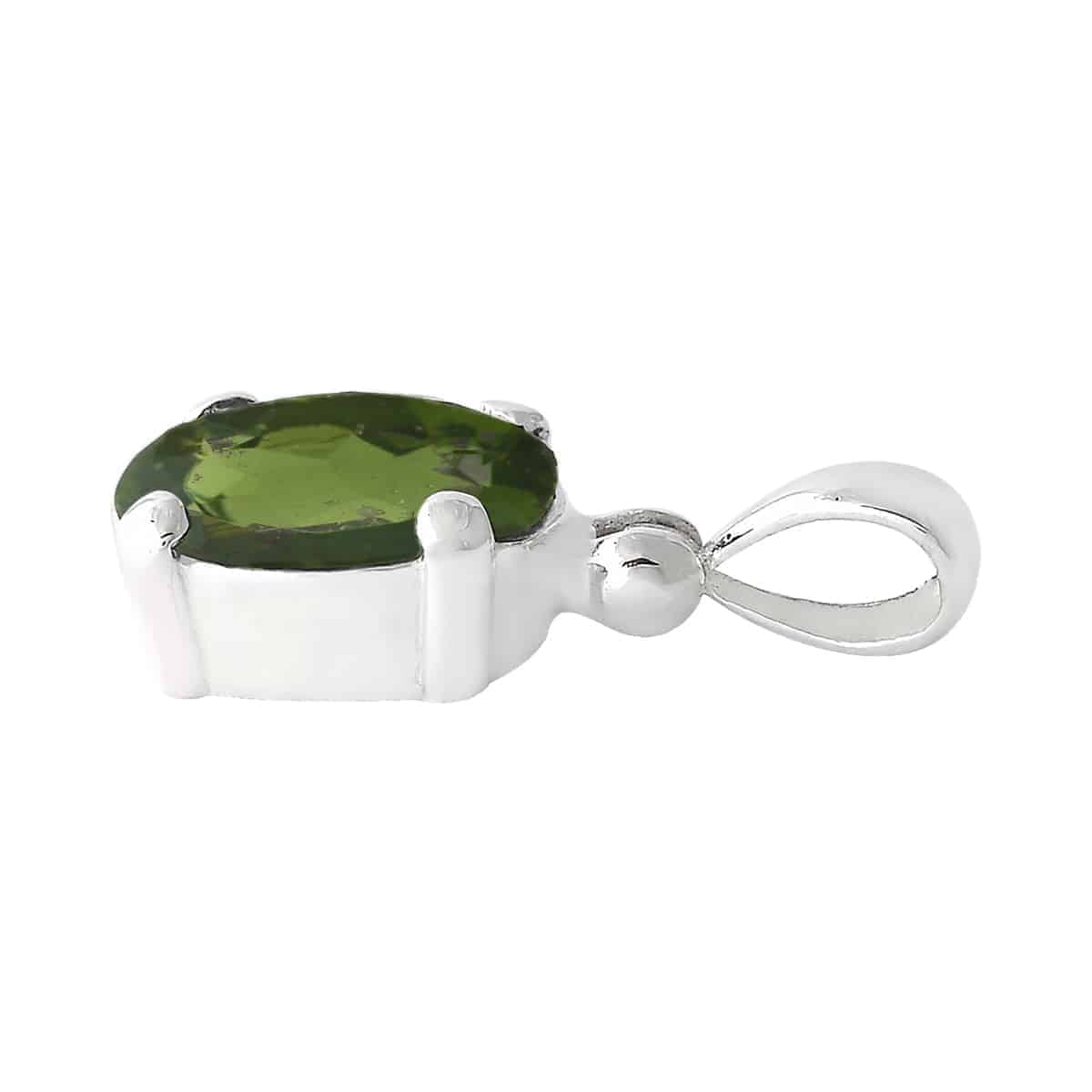 Genuine Faceted Moldavite 2 Carat Pendant in Sterling Silver - Image 4