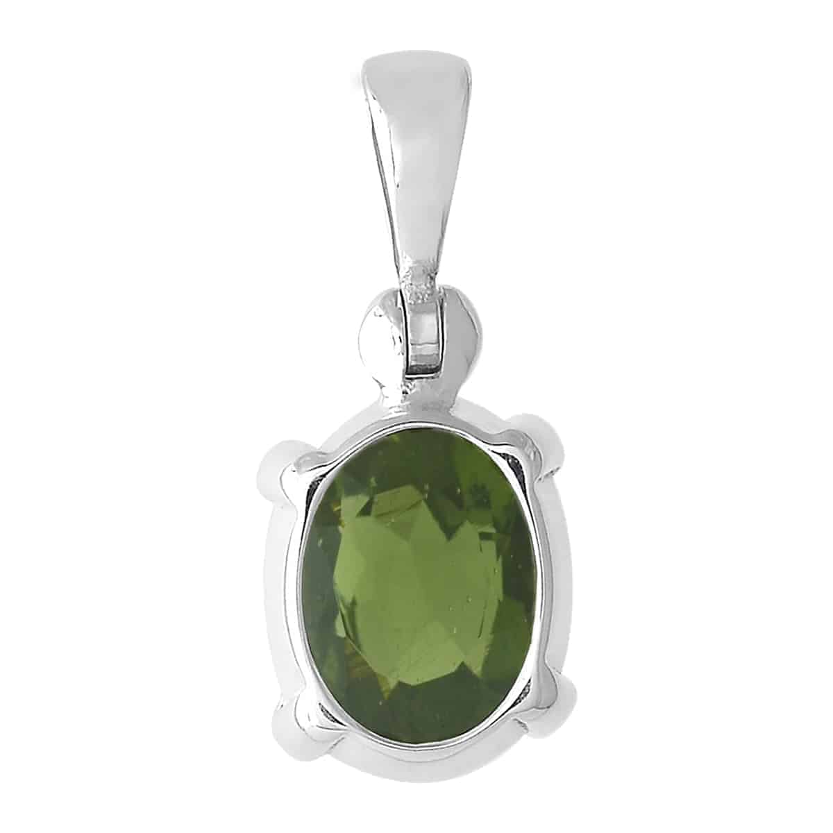 Genuine Faceted Moldavite 2 Carat Pendant in Sterling Silver - Image 5