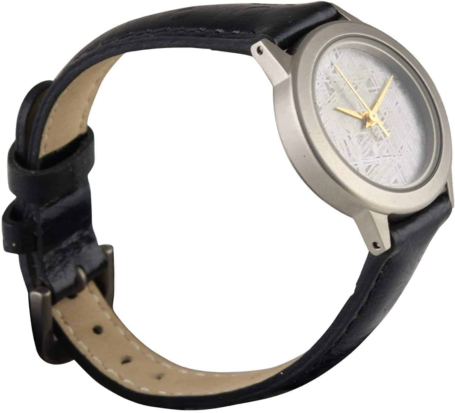Genuine Muonionalusta Meteorite Small 20mm Face Watch with Black Leather Band - Image 2