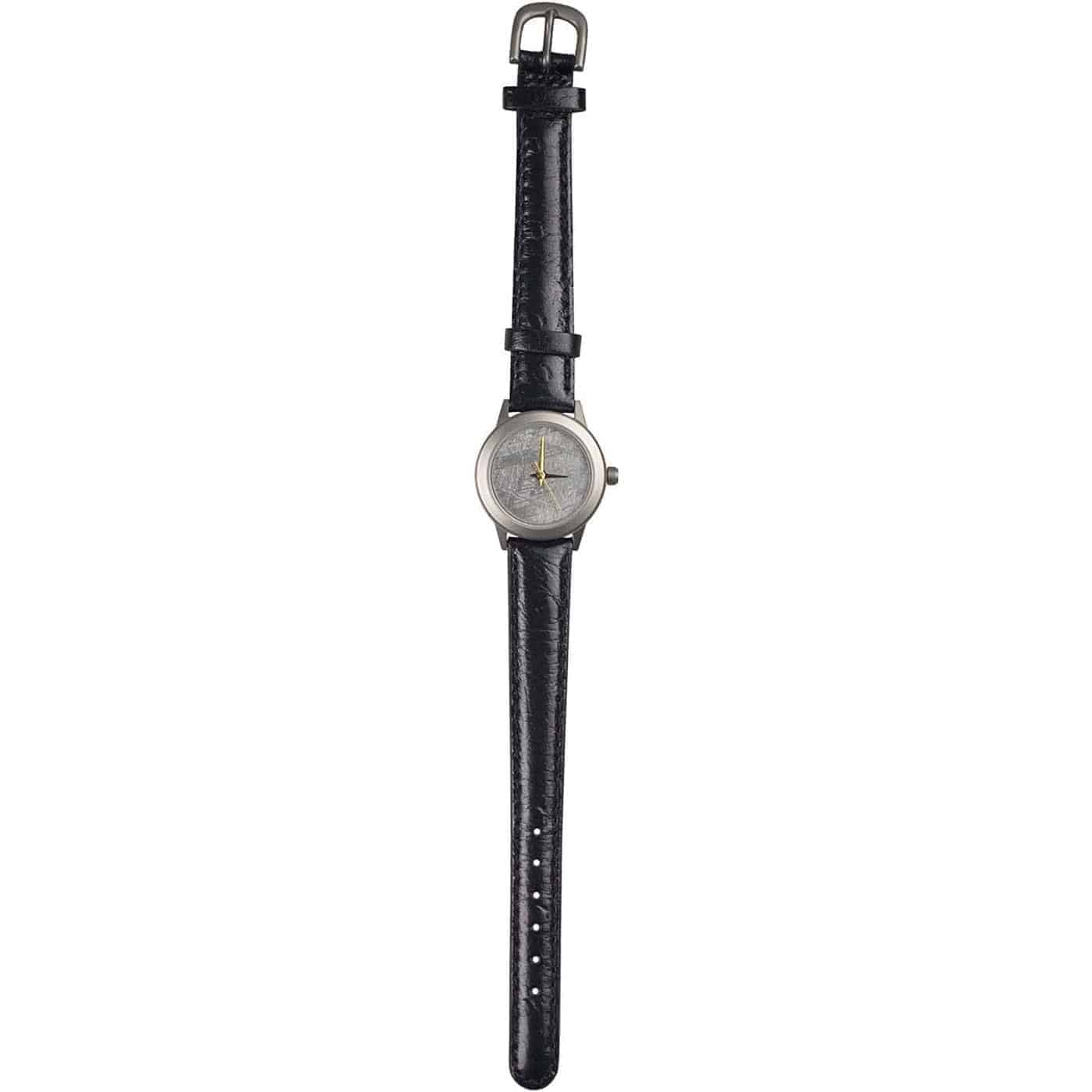 Genuine Muonionalusta Meteorite Small 20mm Face Watch with Black Leather Band - Image 3