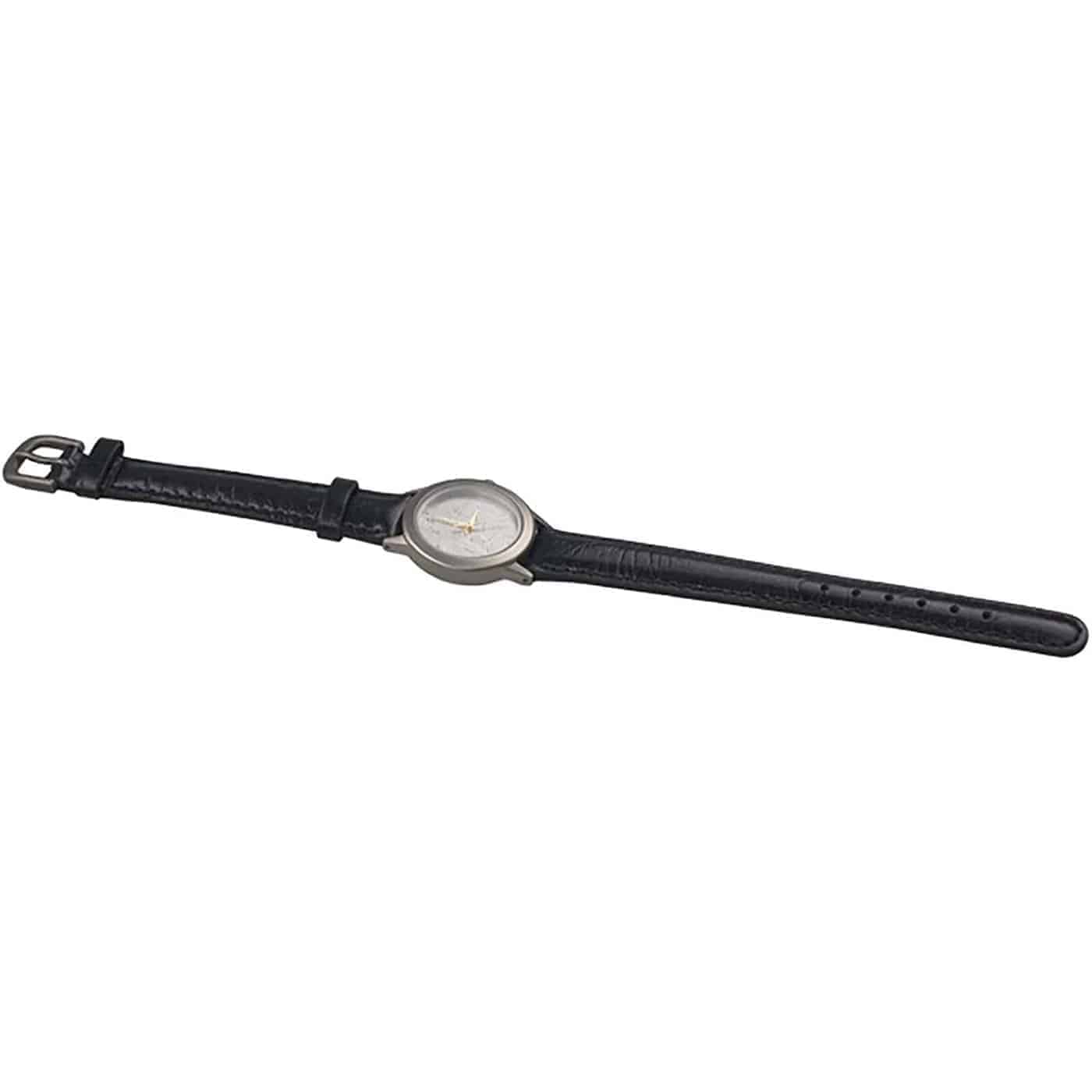 Genuine Muonionalusta Meteorite Small 20mm Face Watch with Black Leather Band - Image 4