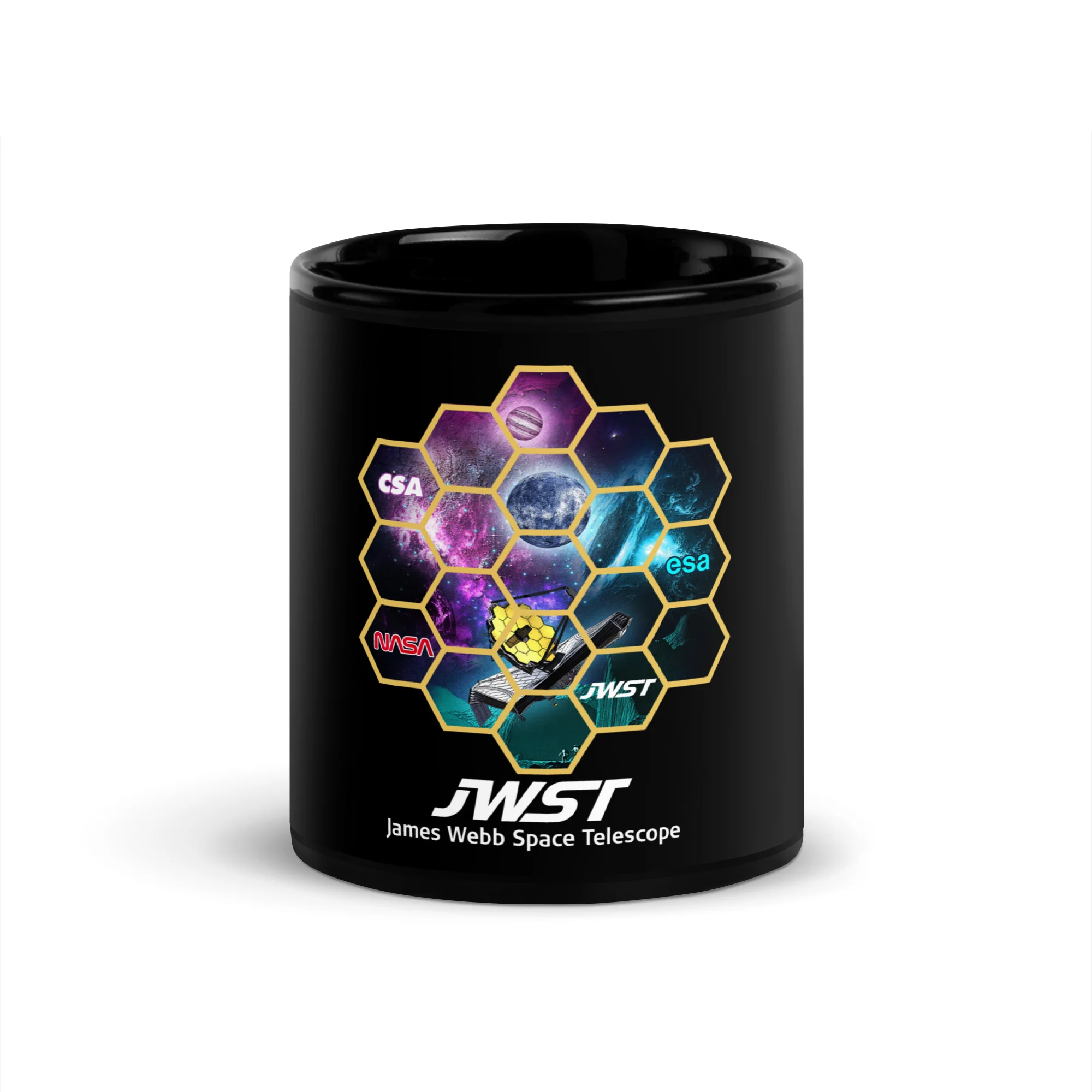 James Webb Space Telescope Black Glossy Mug