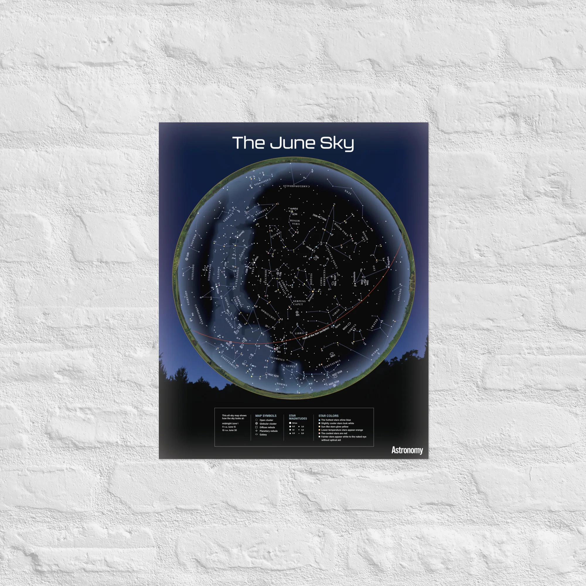June Sky Map Poster - 16"x20"