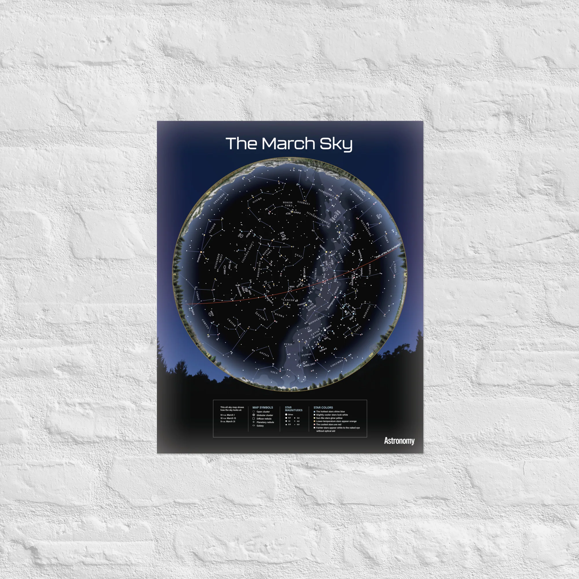 March Sky Map Poster - 16"x20"