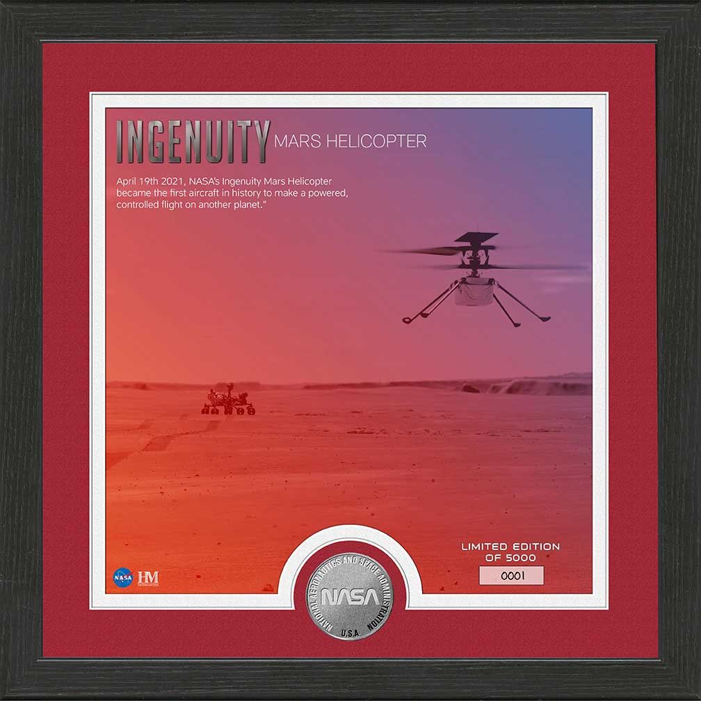 Mars Ingenuity Helicopter First Powered Flight on Mars Silver Coin Photo Mint