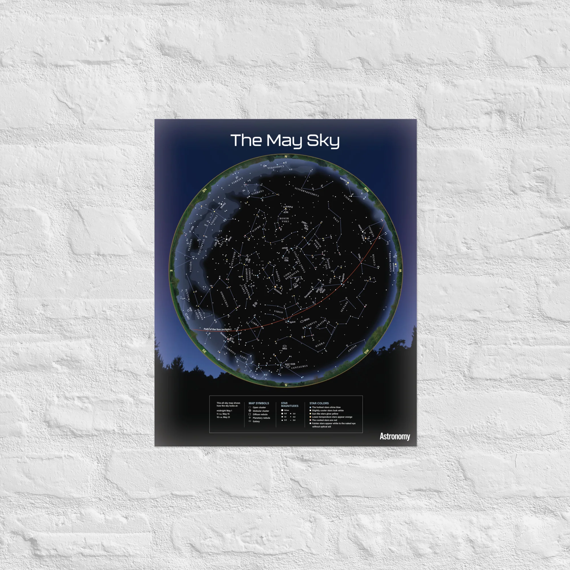 May Sky Map Poster - 16"x20"