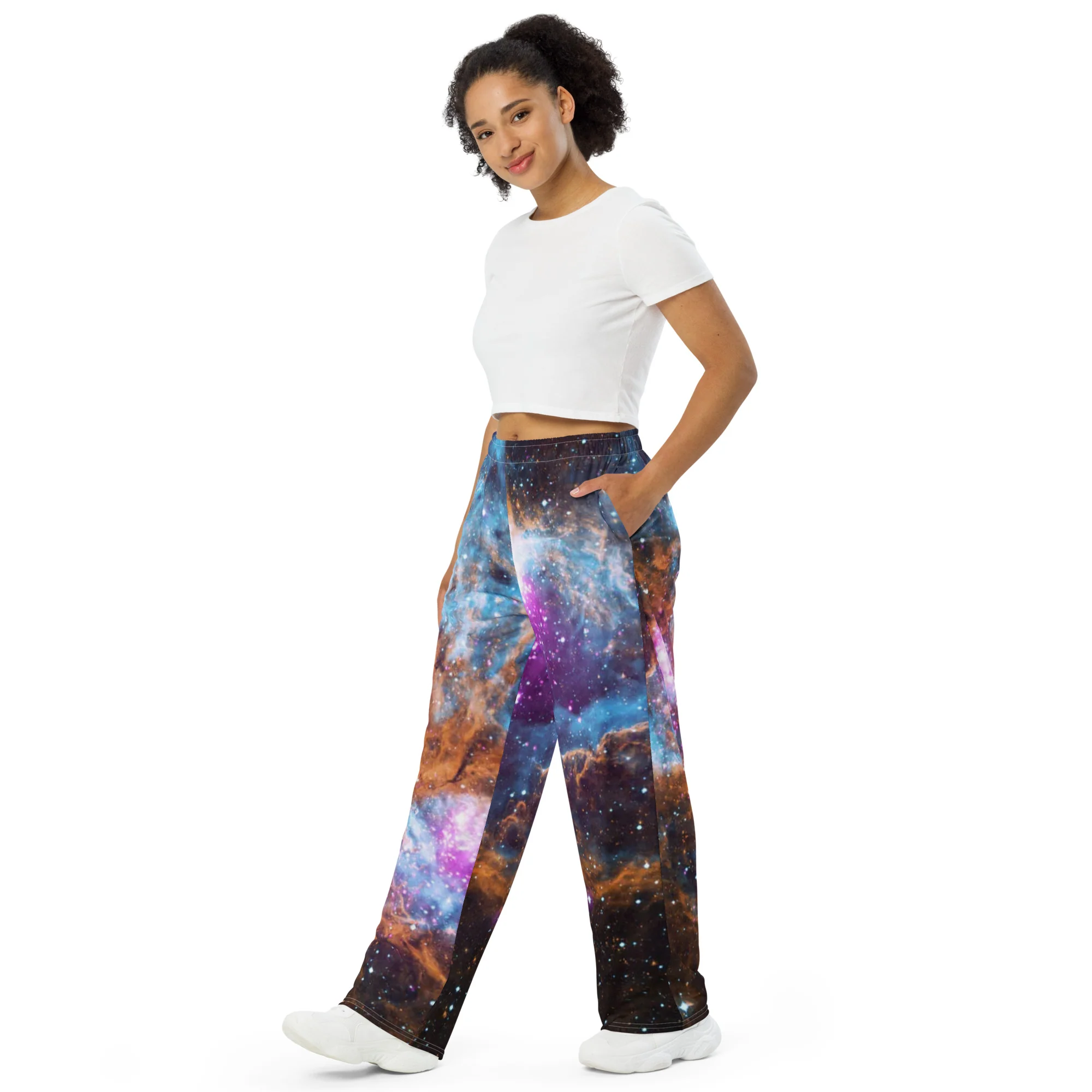 NASA Cosmic ‘Winter’ Wonderland All-over print unisex wide-leg pants - Image 2
