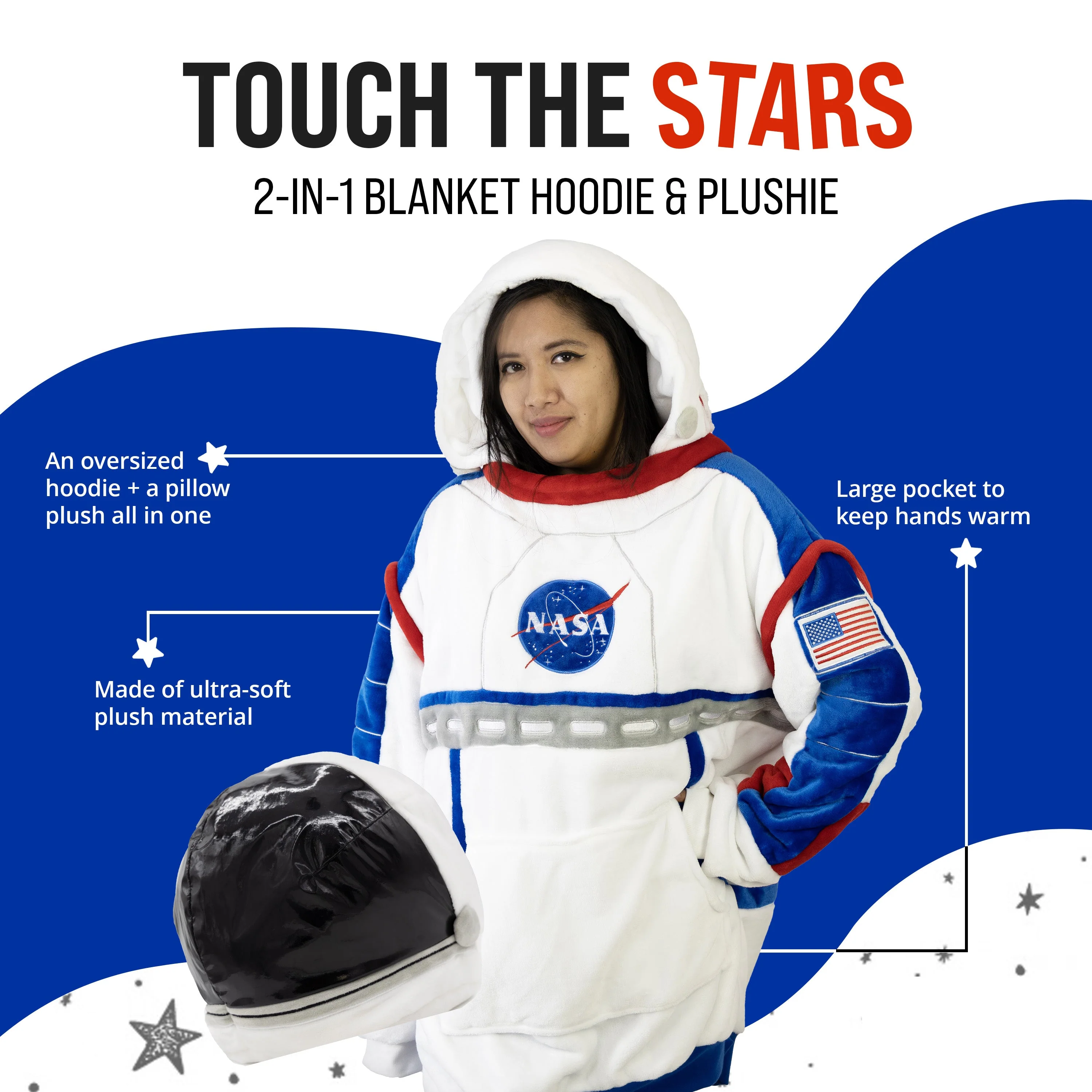 NASA Astronaut Snugible 2-in-1 Blanket Hoodie & Pillow - Image 2