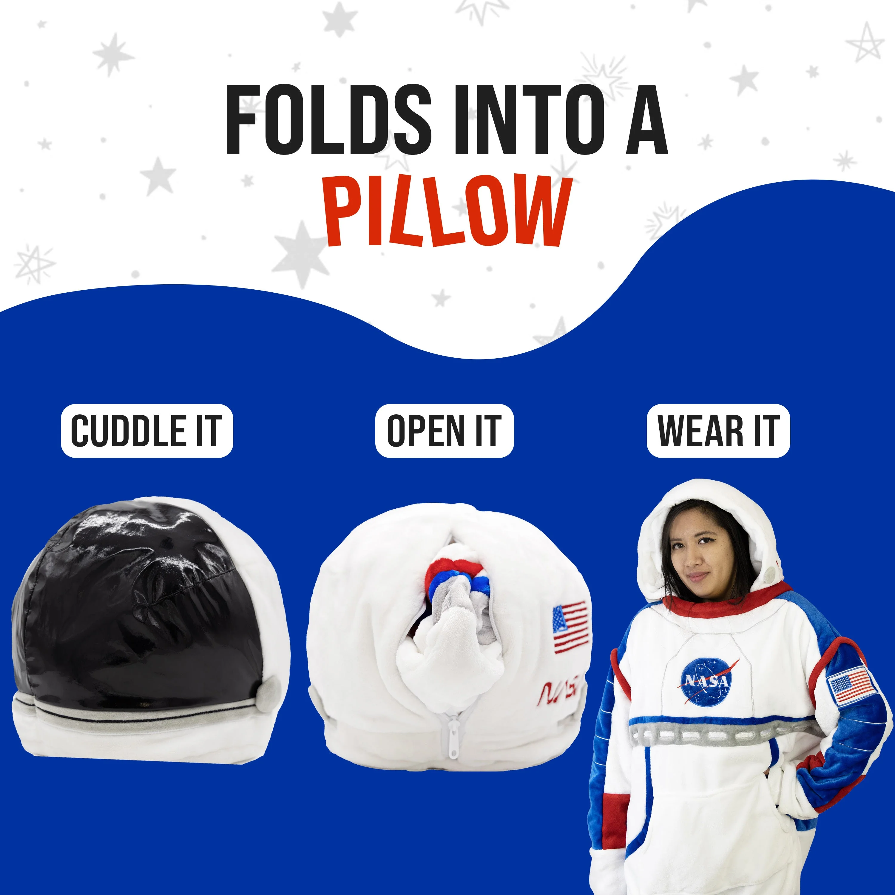 NASA Astronaut Snugible 2-in-1 Blanket Hoodie & Pillow - Image 6
