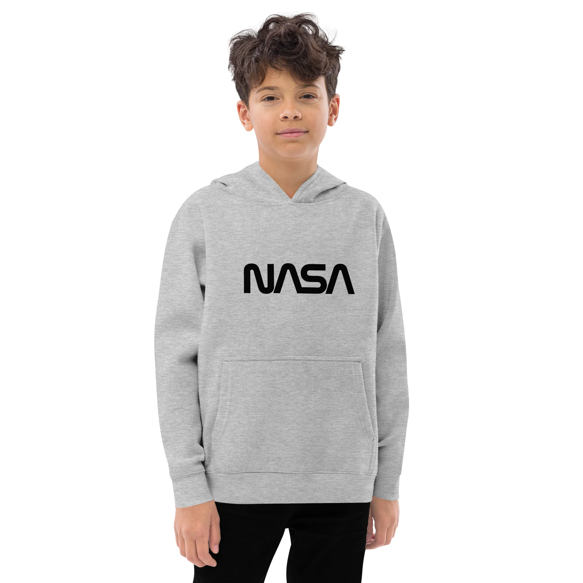 NASA Black Worm Logo Kids fleece hoodie