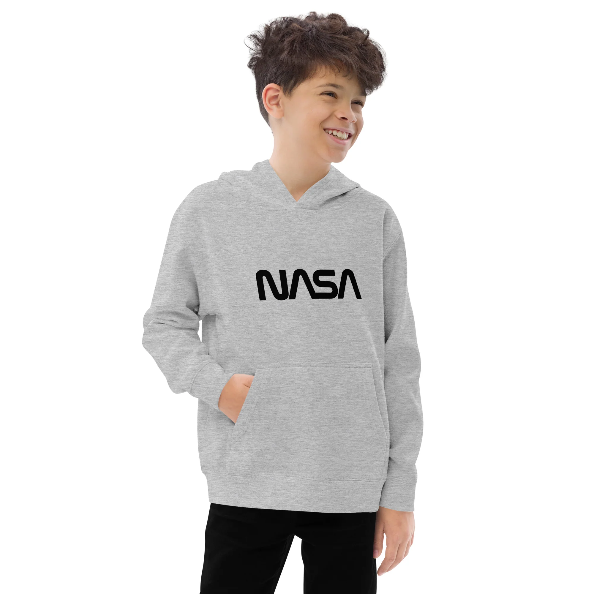 NASA Black Worm Logo Kids fleece hoodie - Image 2