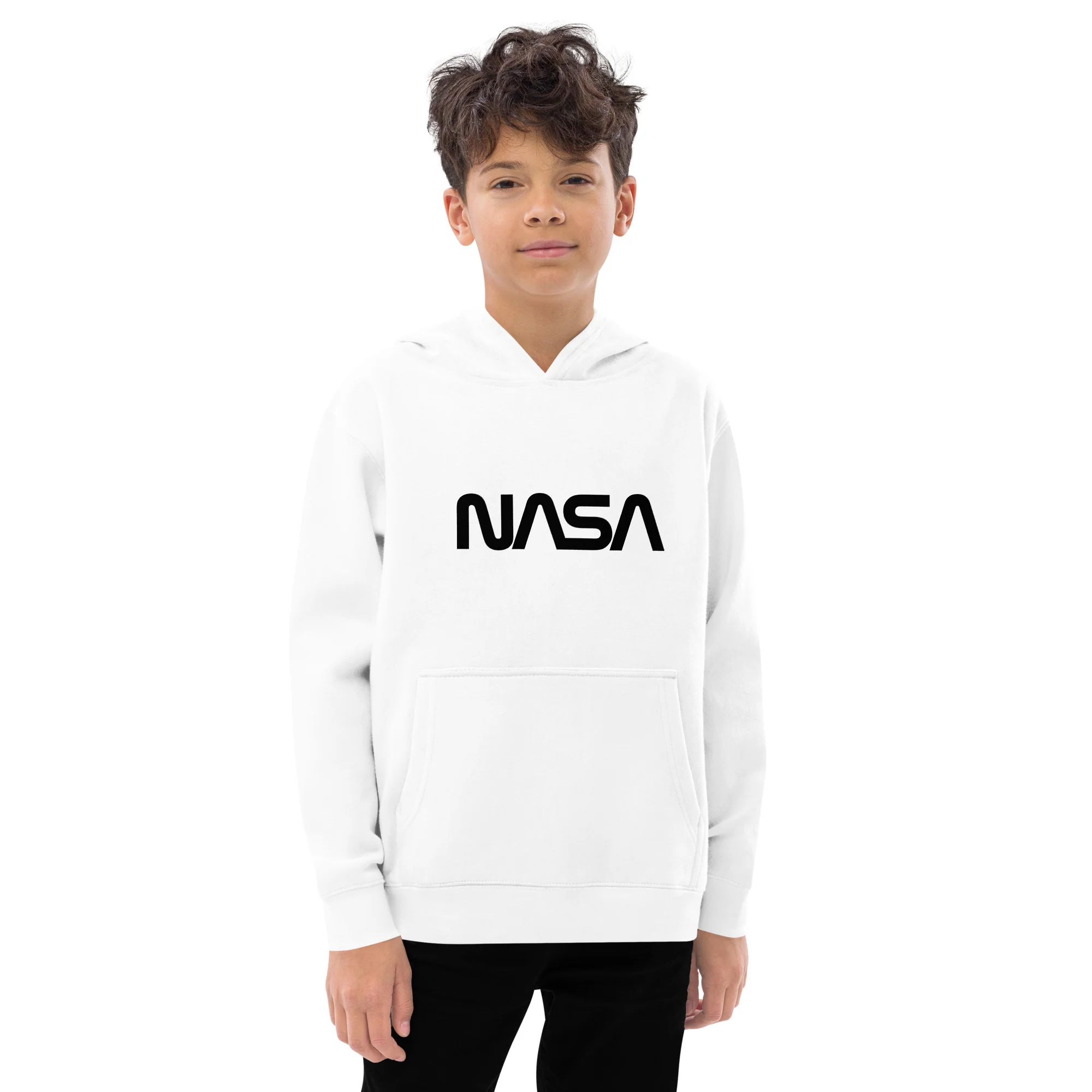 NASA Black Worm Logo Kids fleece hoodie - Image 4