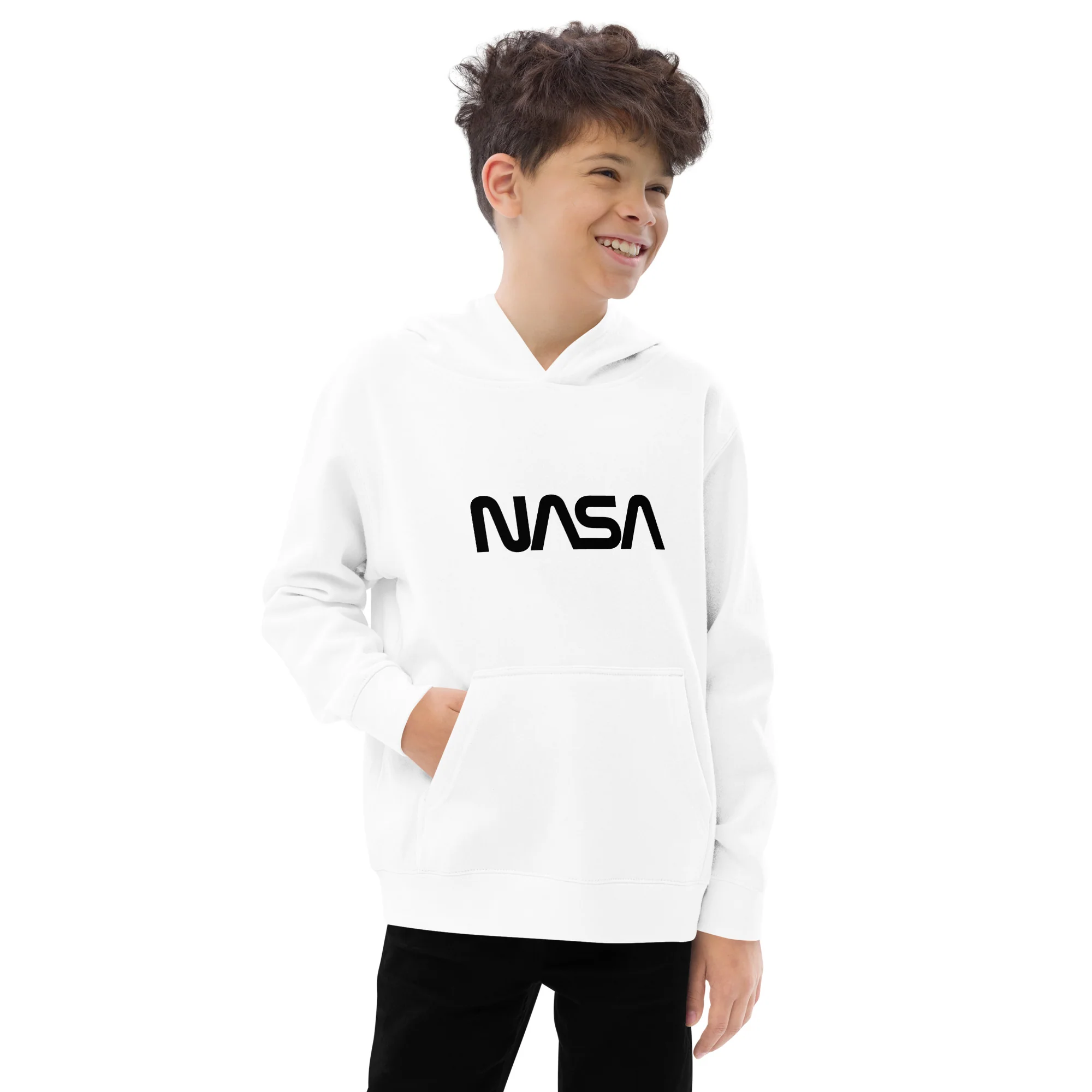 NASA Black Worm Logo Kids fleece hoodie - Image 5