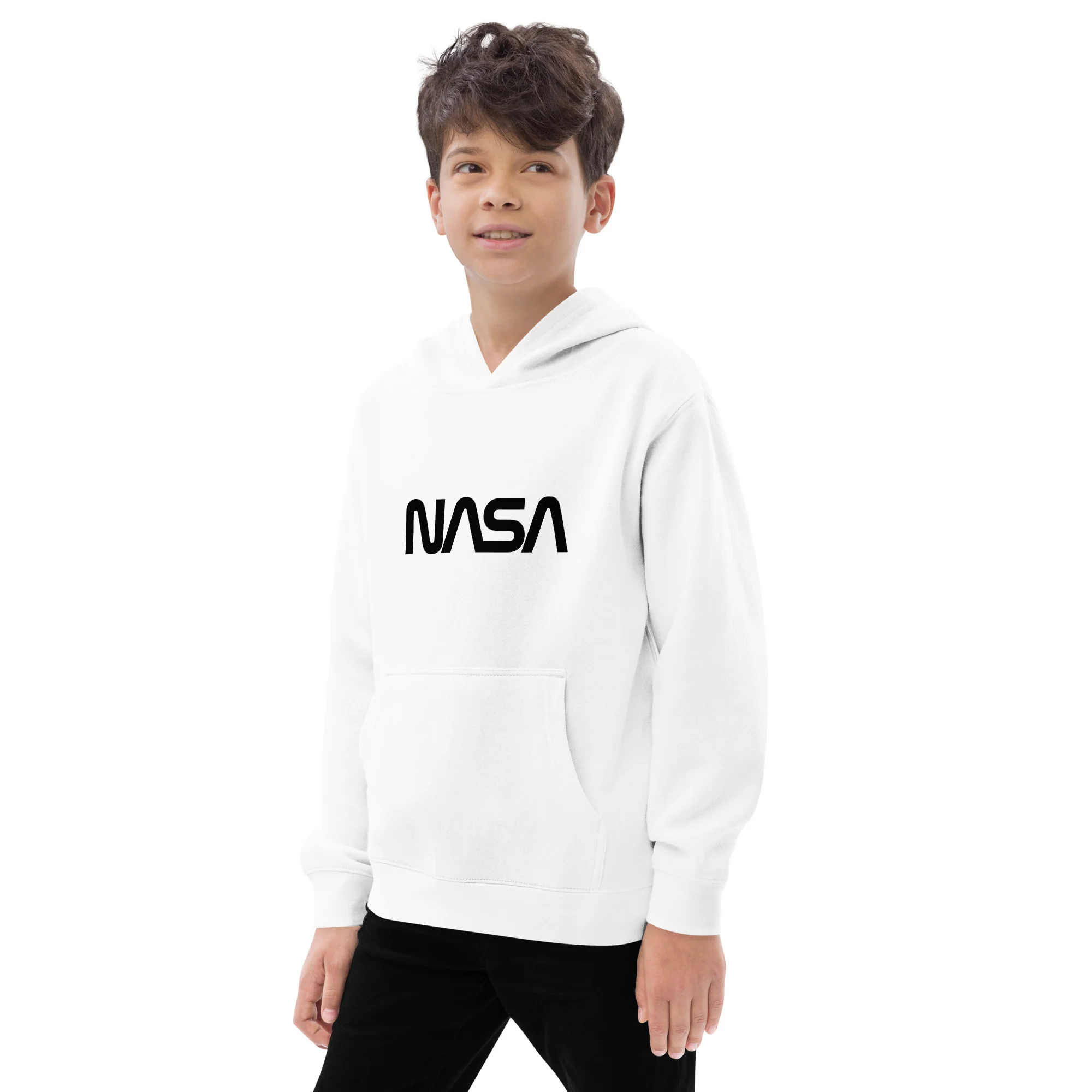 NASA Black Worm Logo Kids fleece hoodie - Image 6