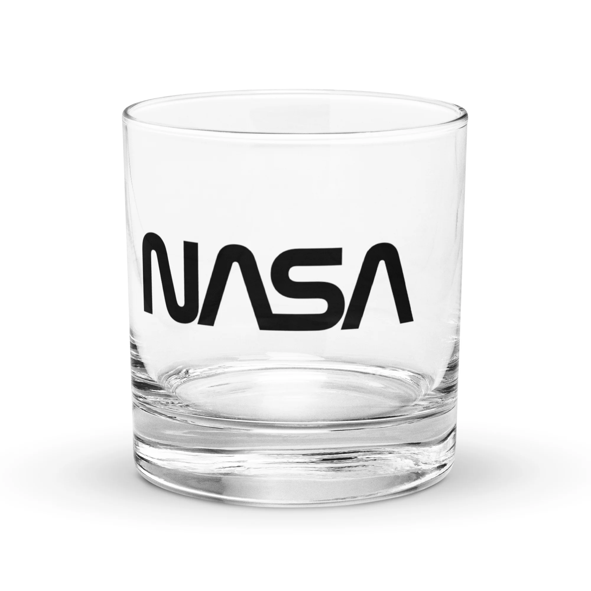 NASA Black Worm Logo Rocks Glass