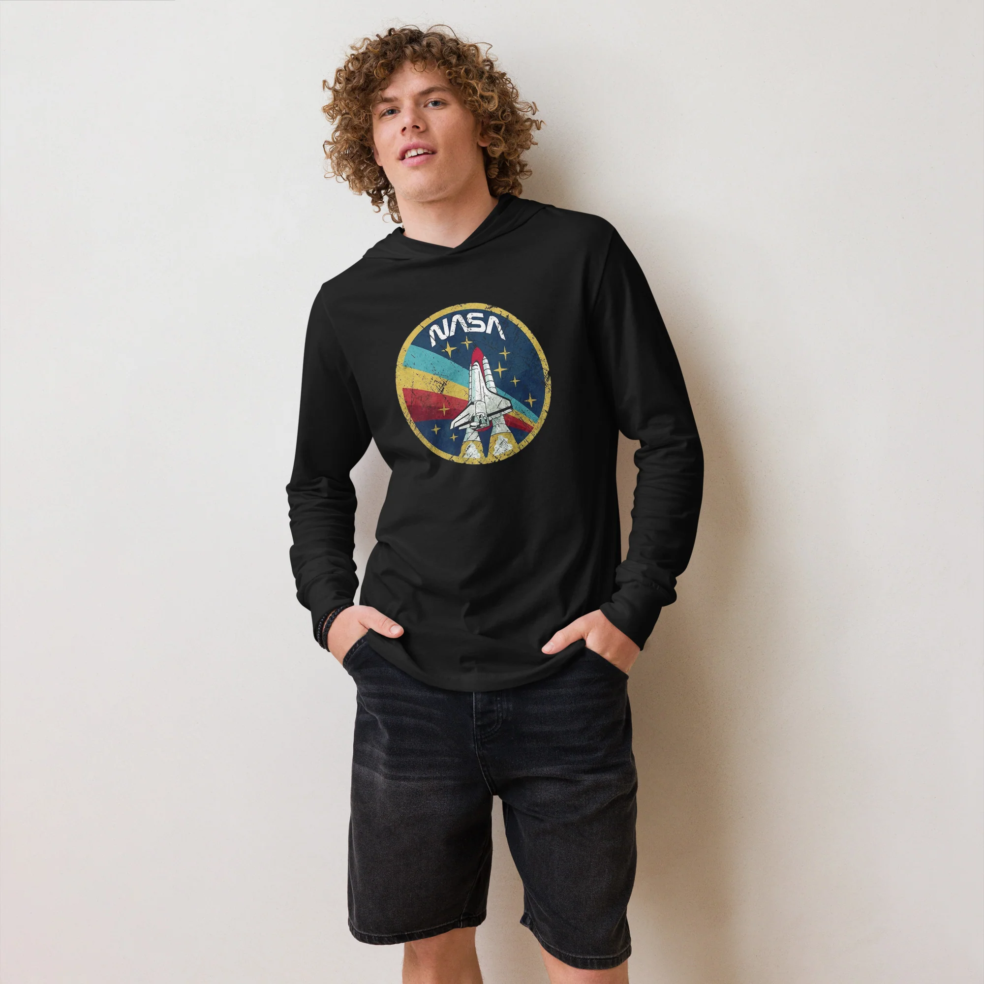 NASA Retro Hooded long-sleeve tee
