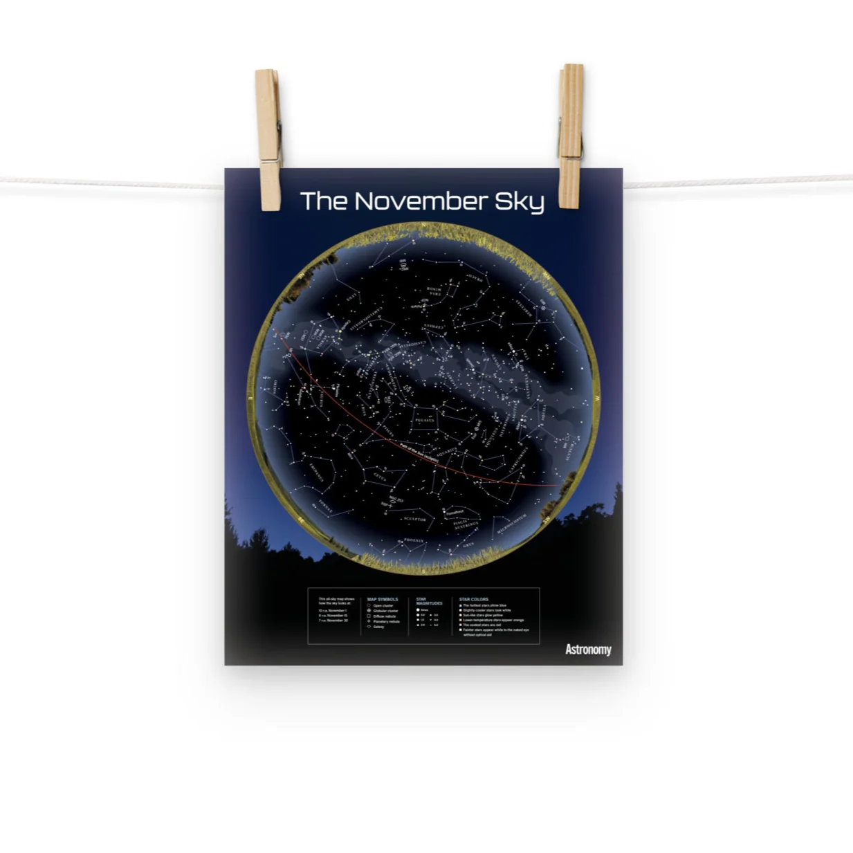 November Sky Map - 8"x10"