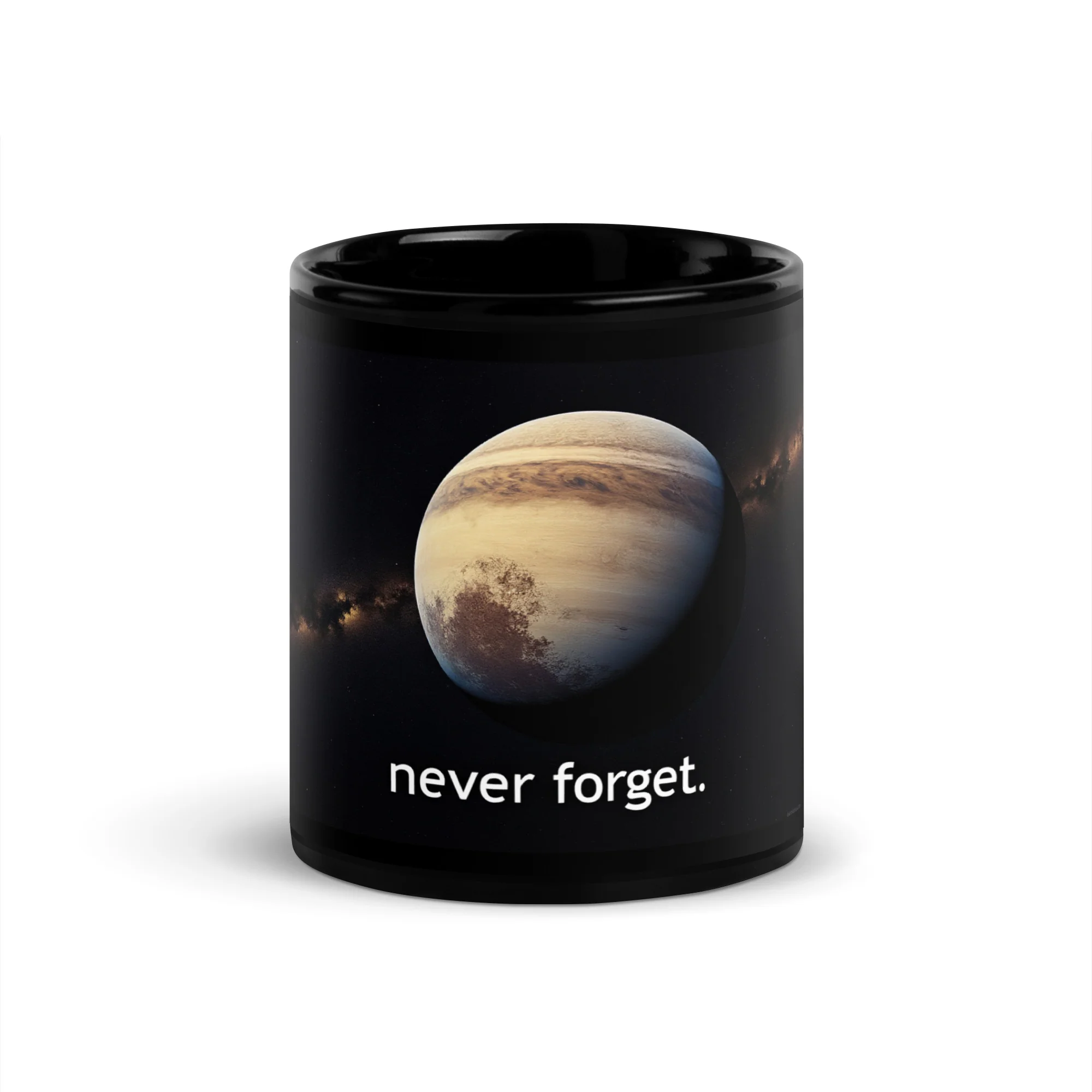 Pluto: Never Forget Black Glossy Mug
