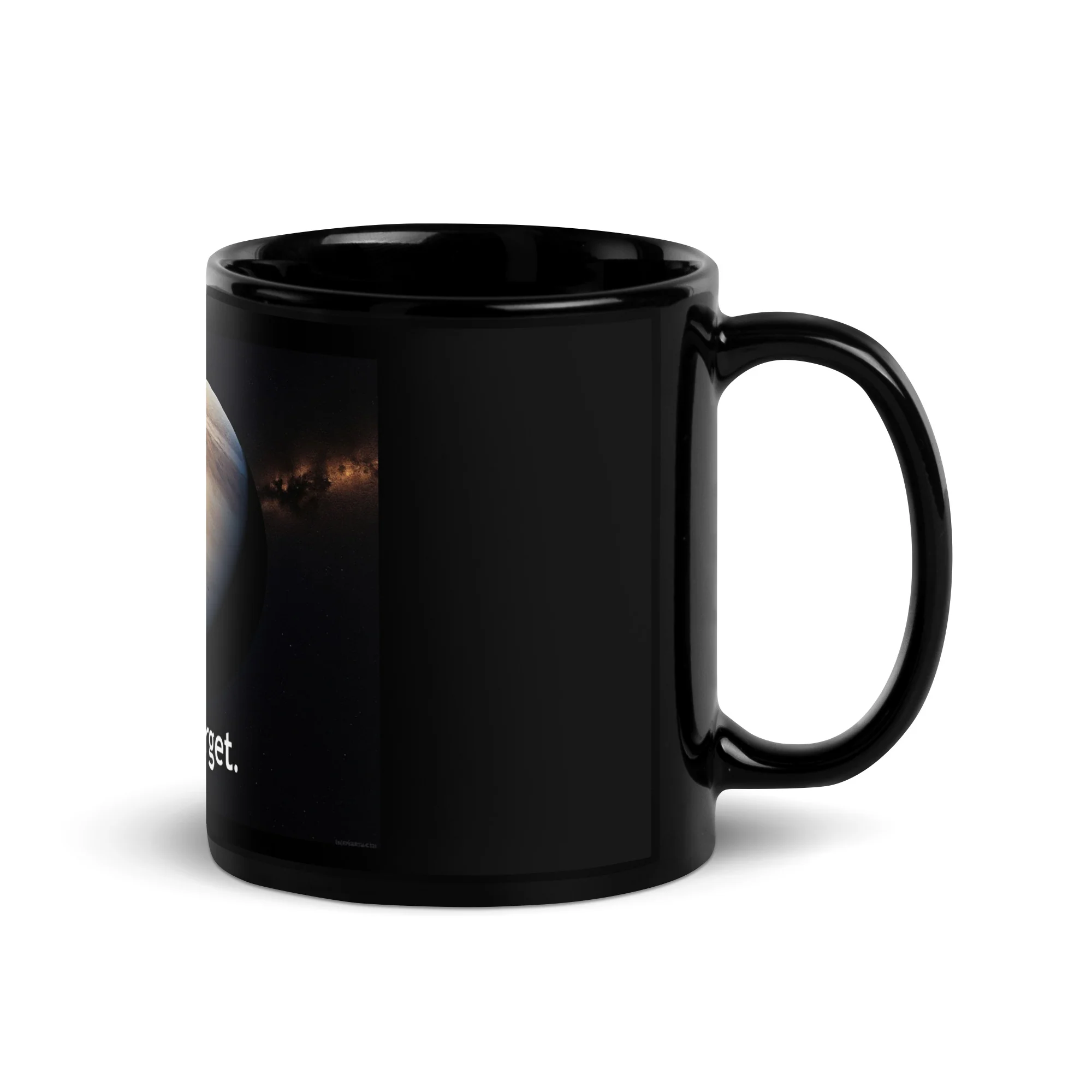 Pluto: Never Forget Black Glossy Mug - Image 2