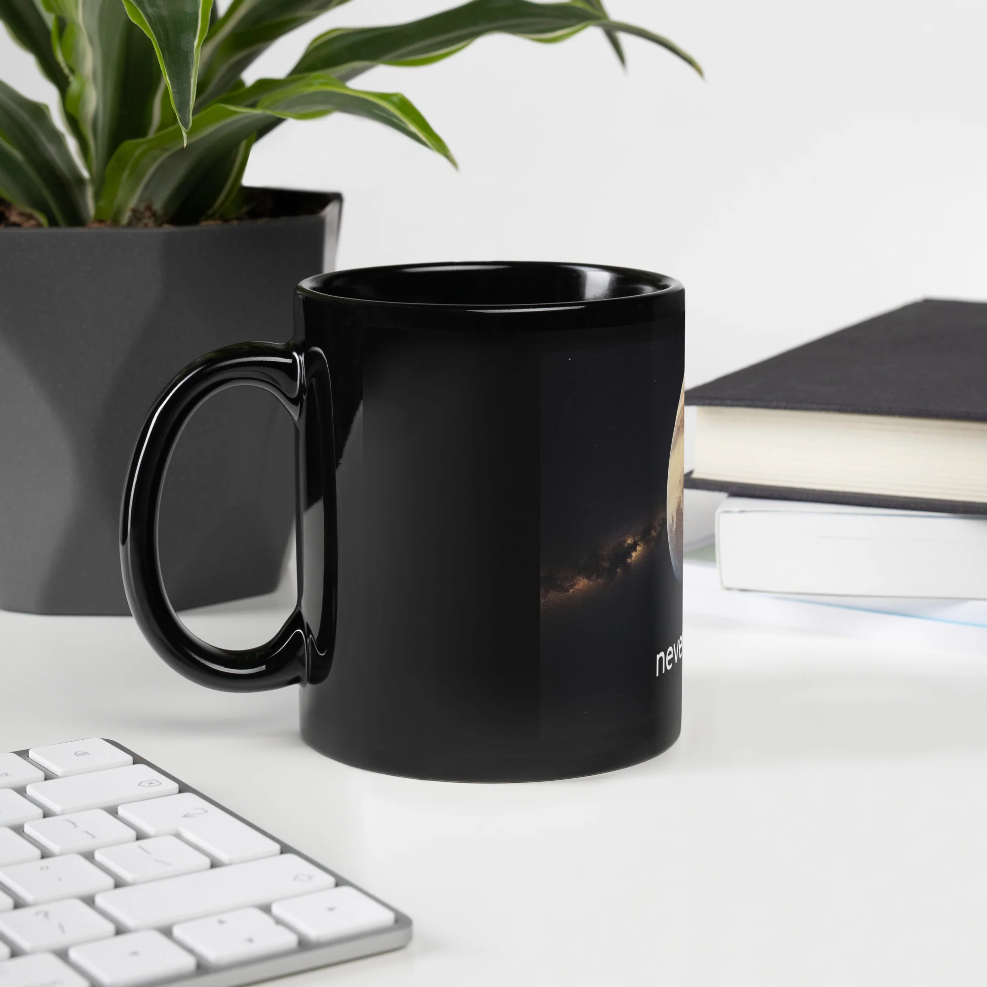 Pluto: Never Forget Black Glossy Mug - Image 3
