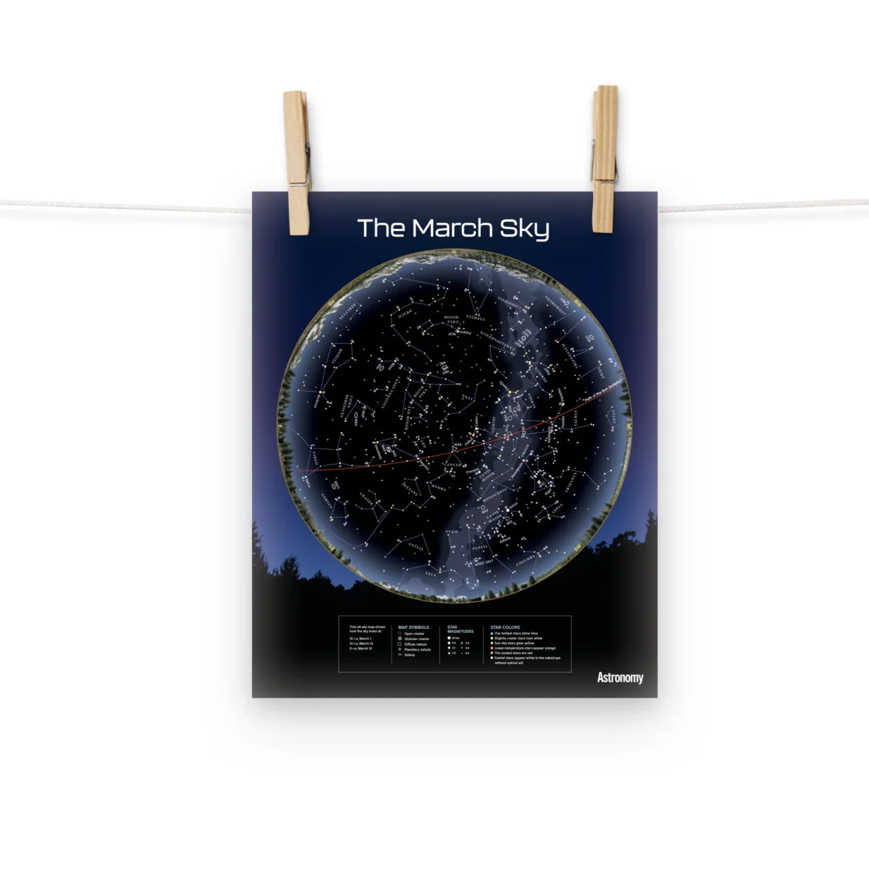 March Sky Map - 8"x10"