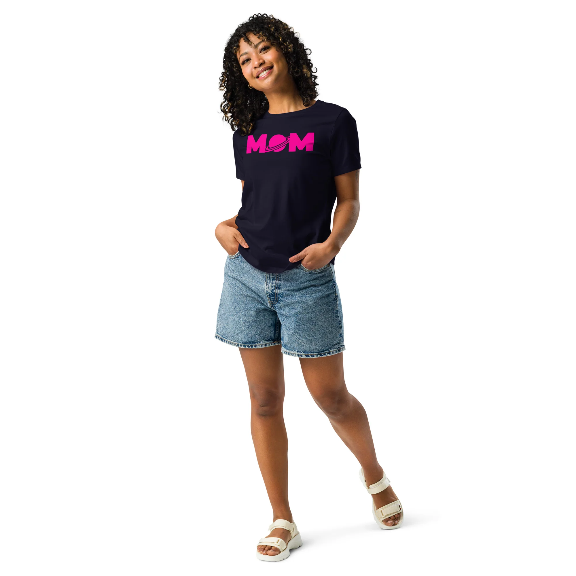 Saturn Space Mom Relaxed T-Shirt - Image 2