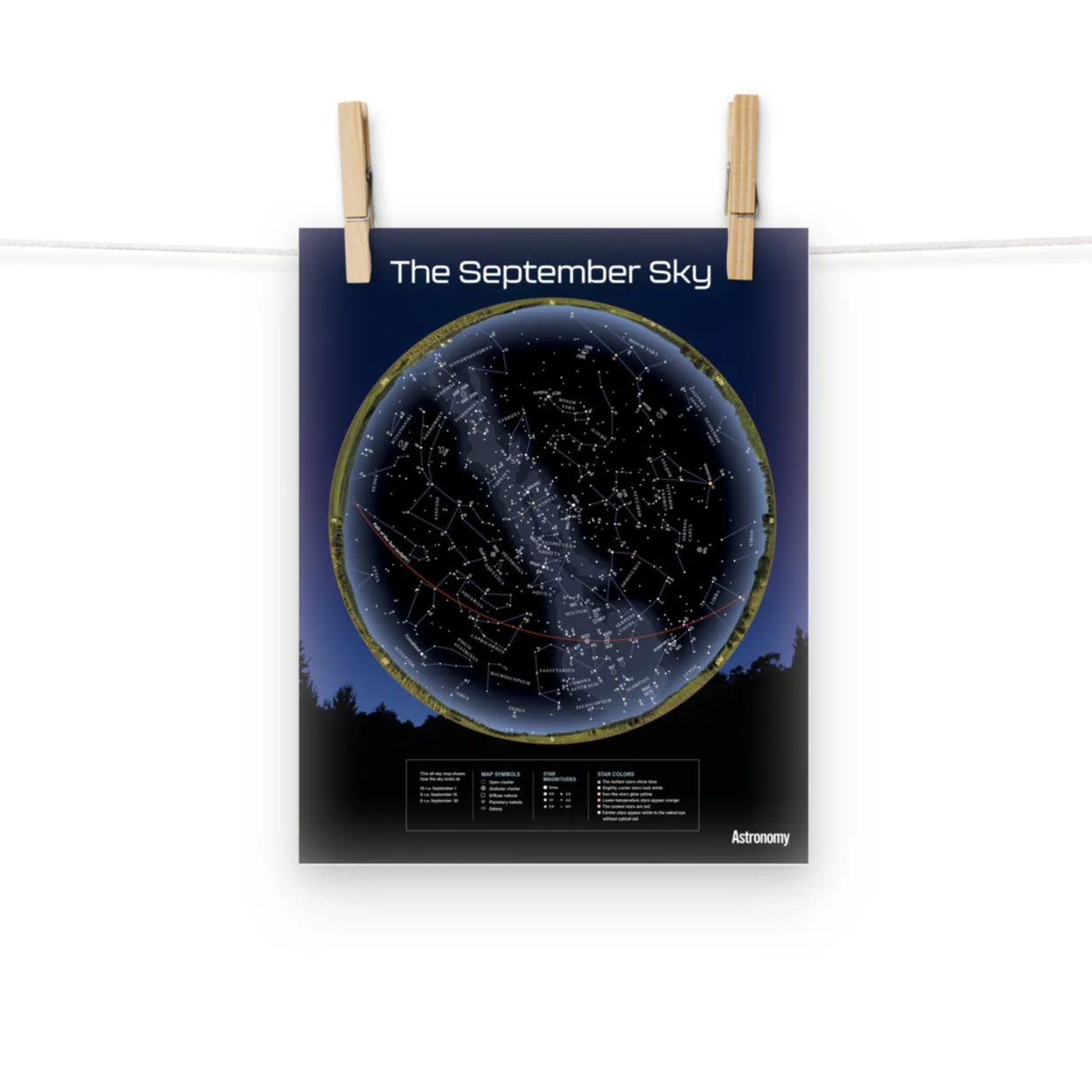 September Sky Map - 8"x10"