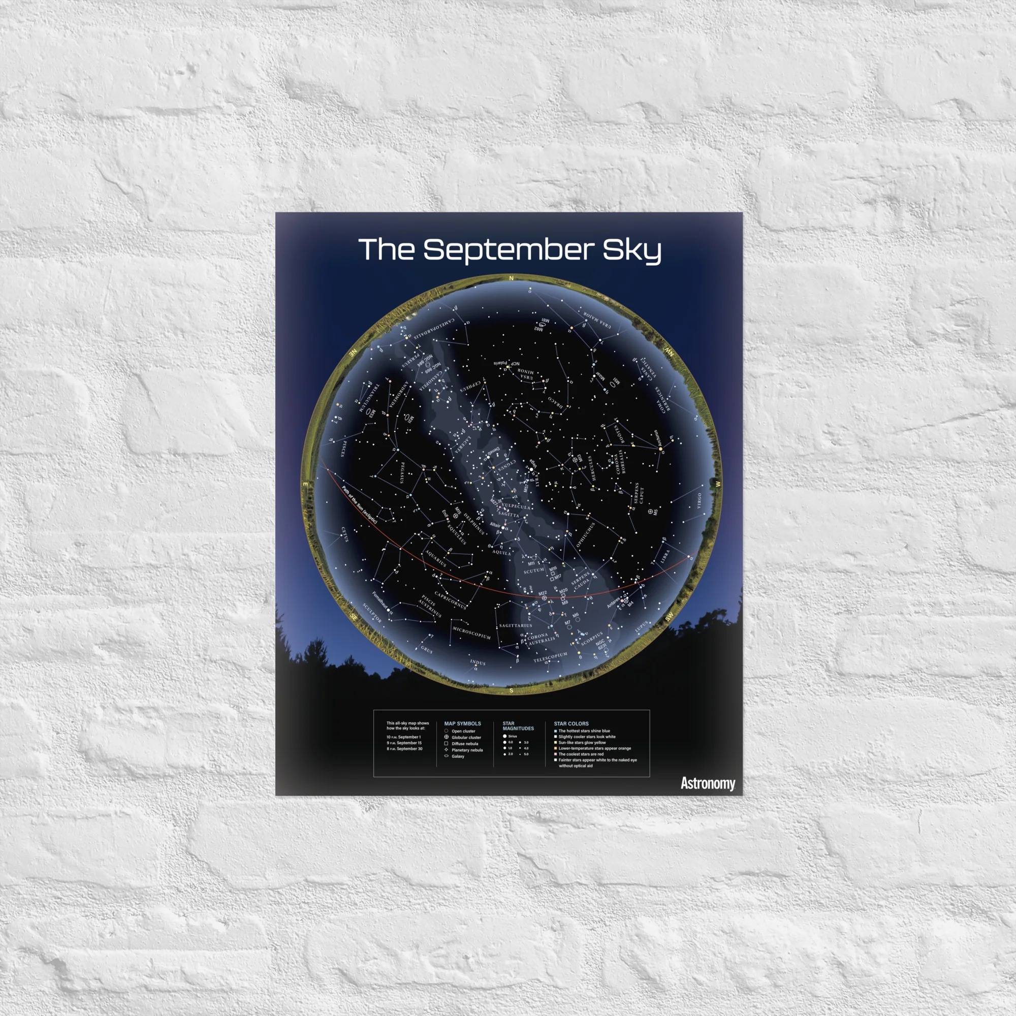 September Sky Map Poster - 16"x20"