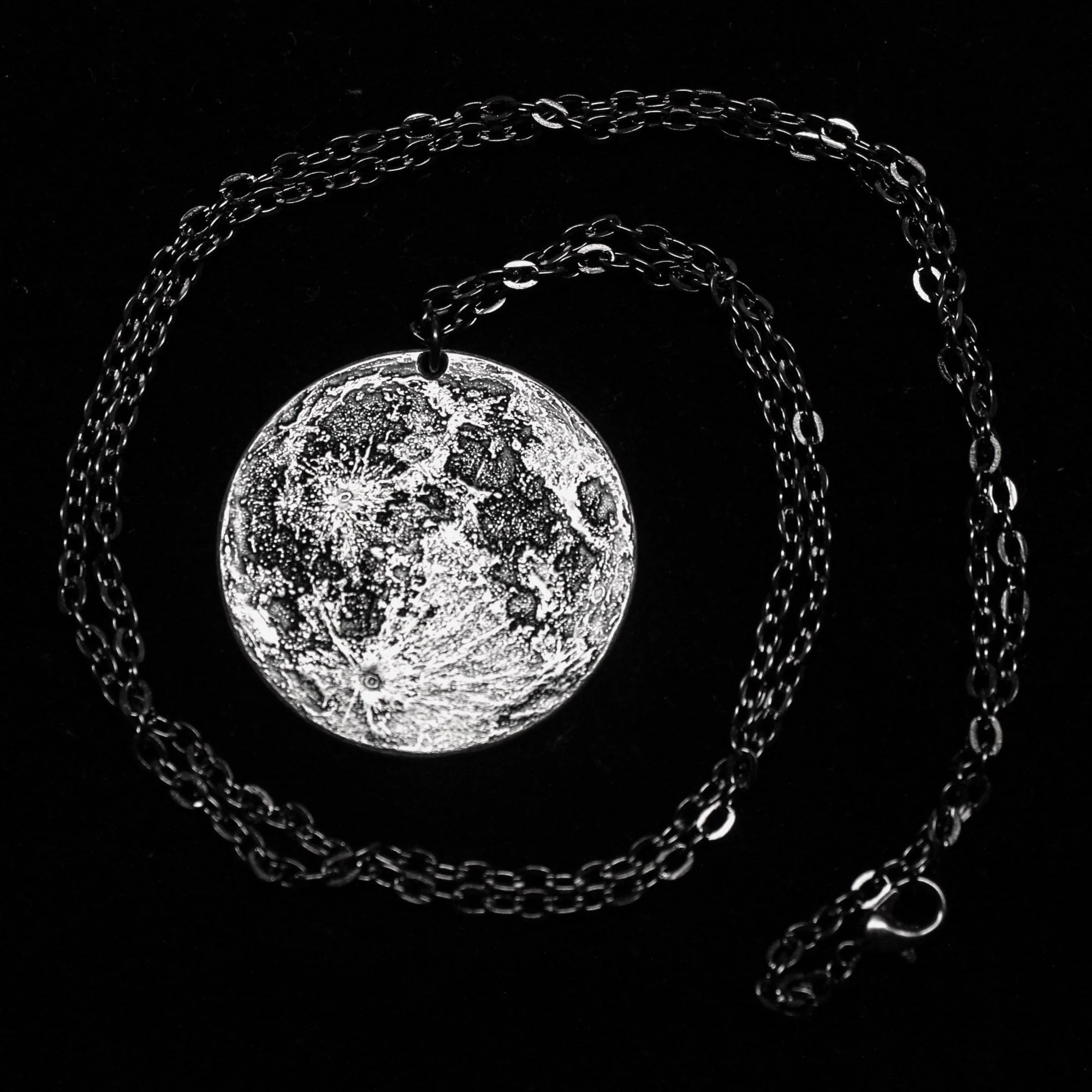 Silver Supermoon Necklace or Charm - Large 1.5 inches / 38 mm - Image 10