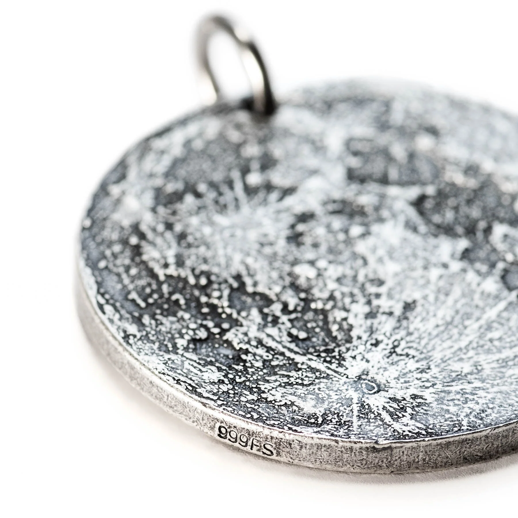 Silver Supermoon Necklace or Charm - Large 1.5 inches / 38 mm - Image 3