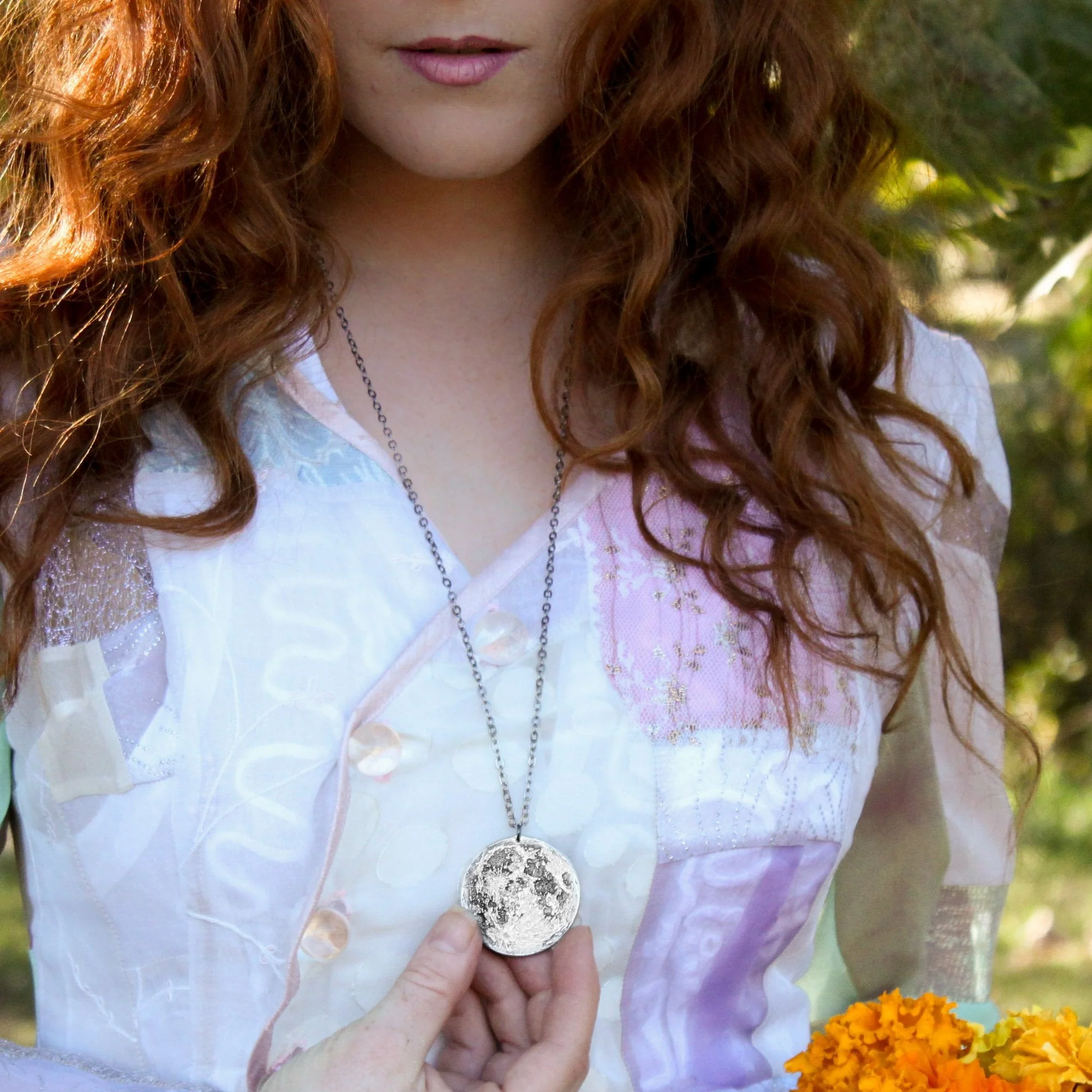 Silver Supermoon Necklace or Charm - Large 1.5 inches / 38 mm - Image 4